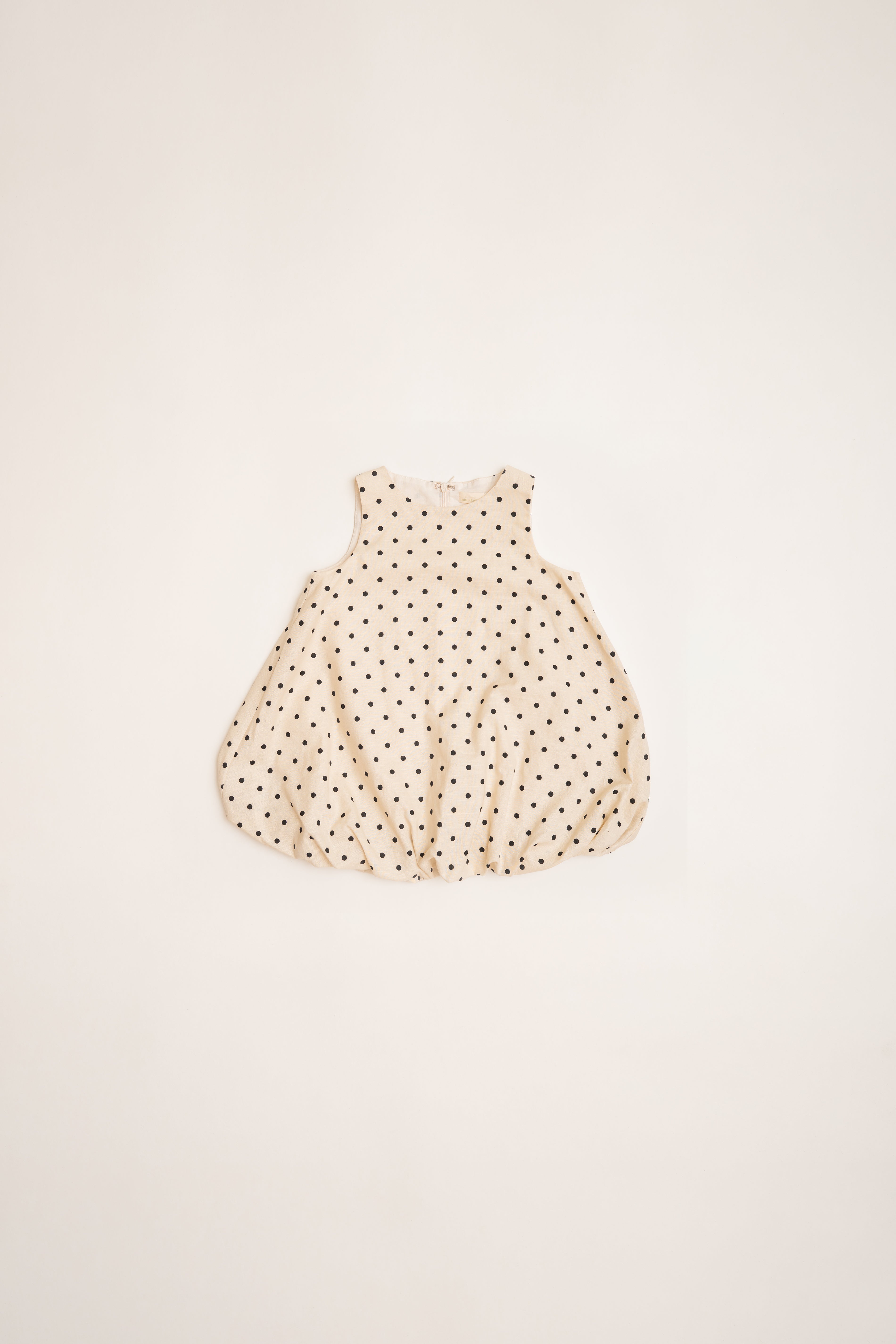 Mini Bubble Hem A-Line Dress in Polka Dot Ivory