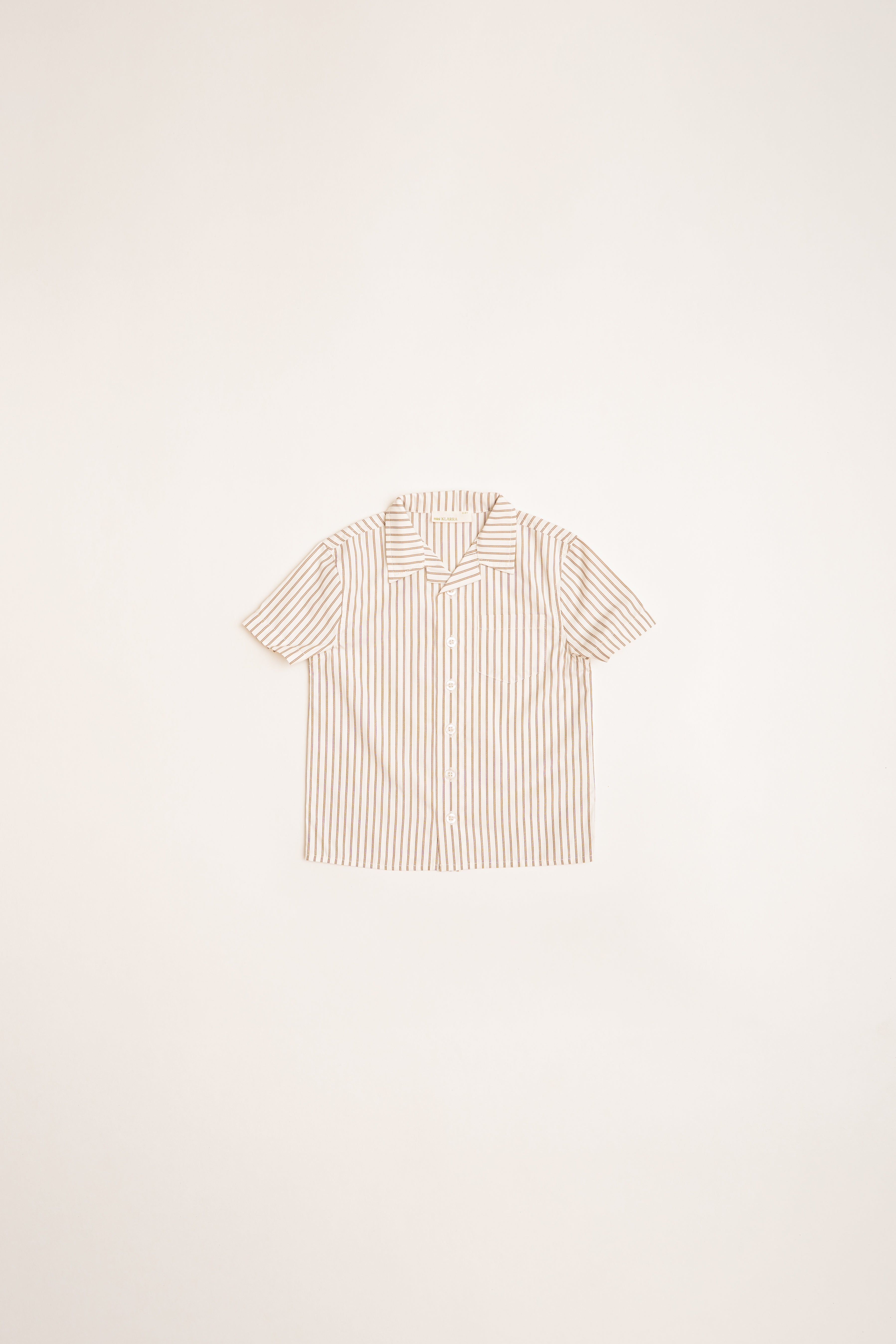 Mini Short Sleeve Pocket Shirt in Tan Stripe