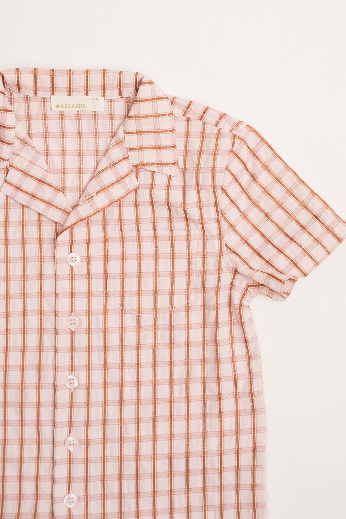 Mini Short Sleeve Pocket Shirt in Rosewood Gingham