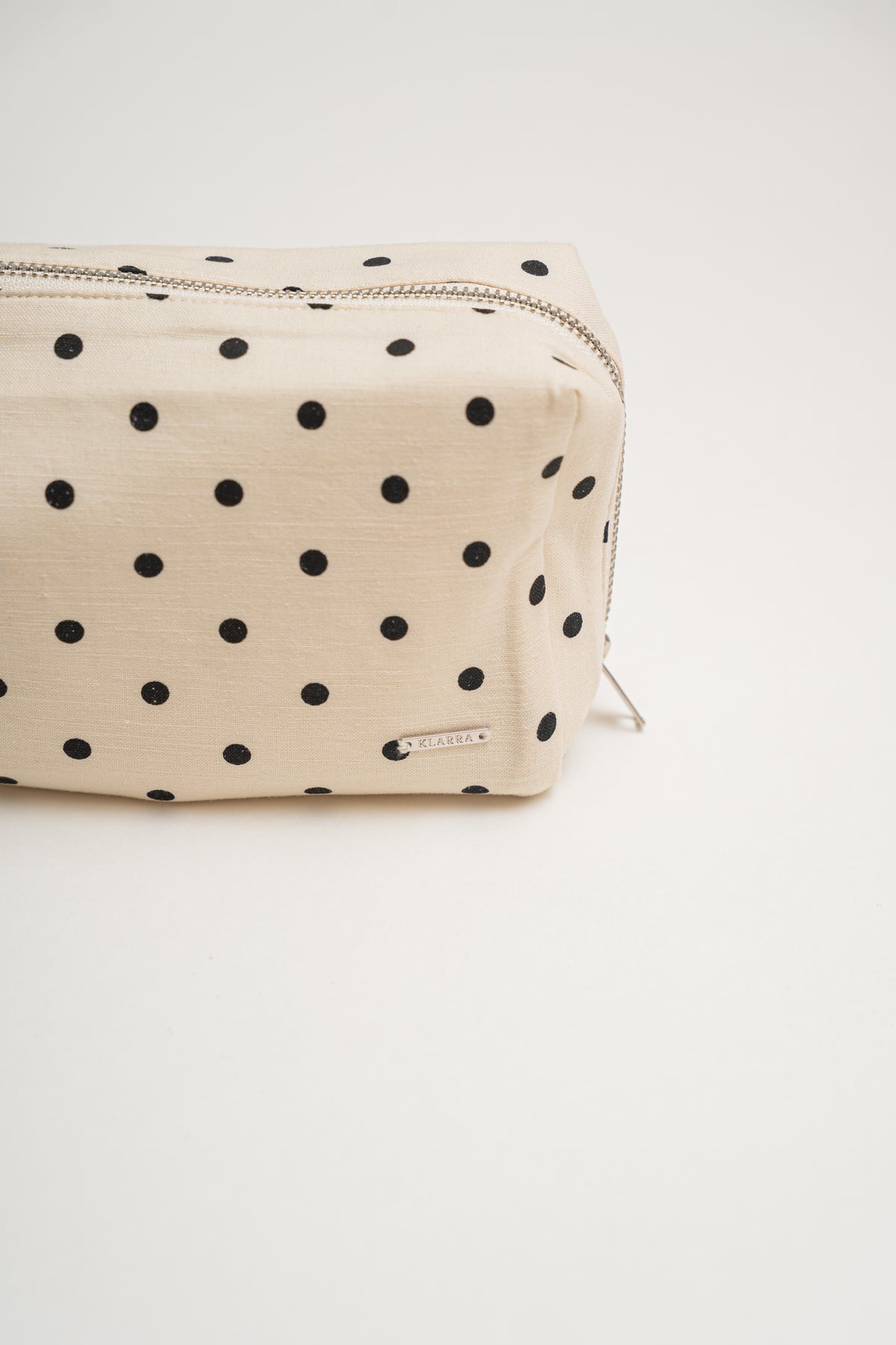 Pouch With Carrying Strap in Polka Dot Ivory