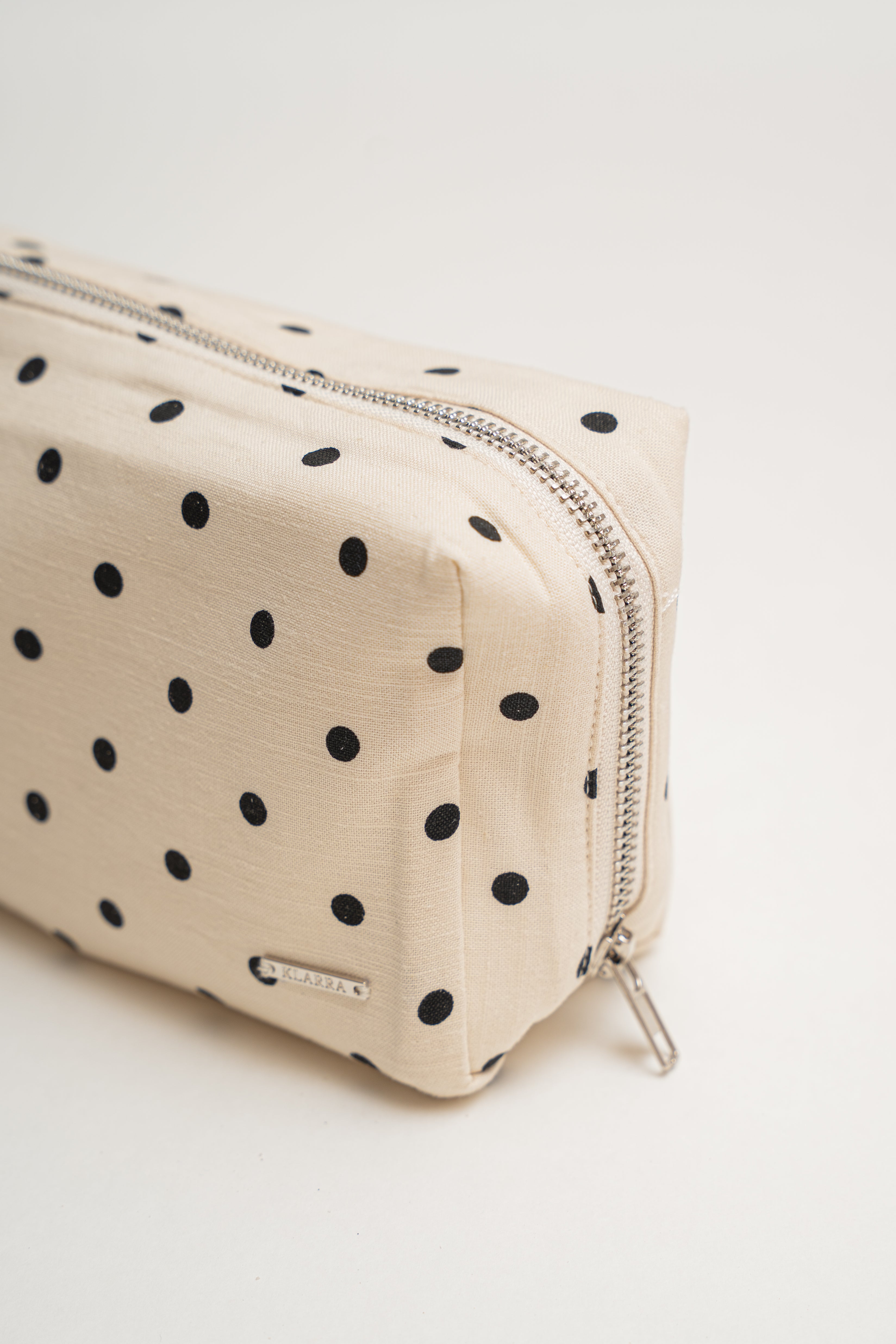 Pouch With Carrying Strap in Polka Dot Ivory