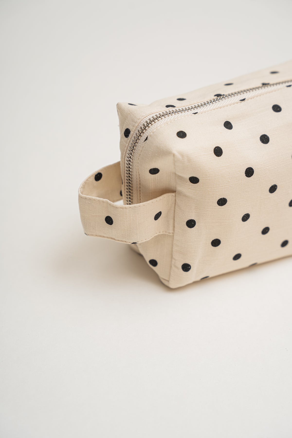 Pouch With Carrying Strap in Polka Dot Ivory
