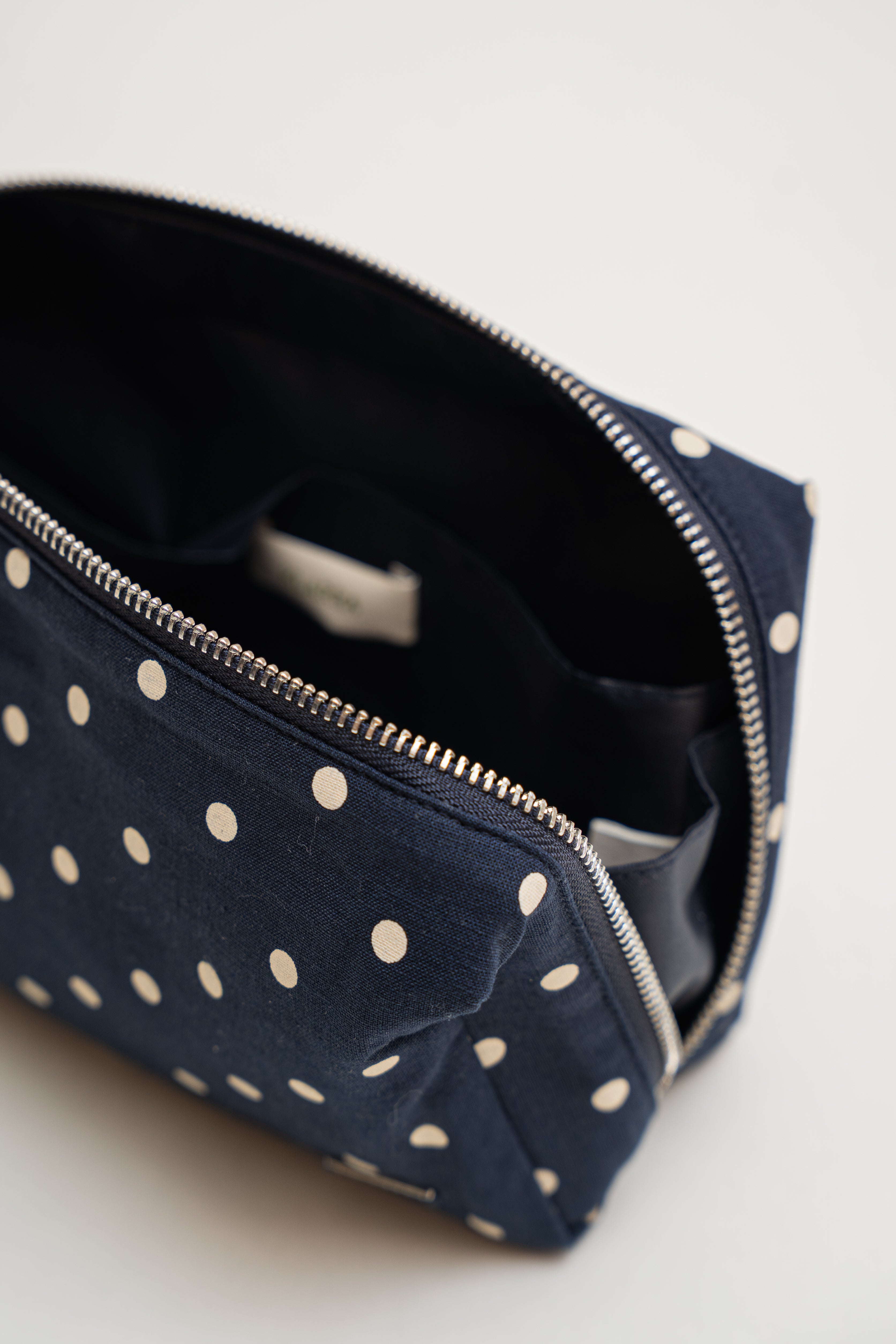 Pouch With Carrying Strap in Polka Dot Navy
