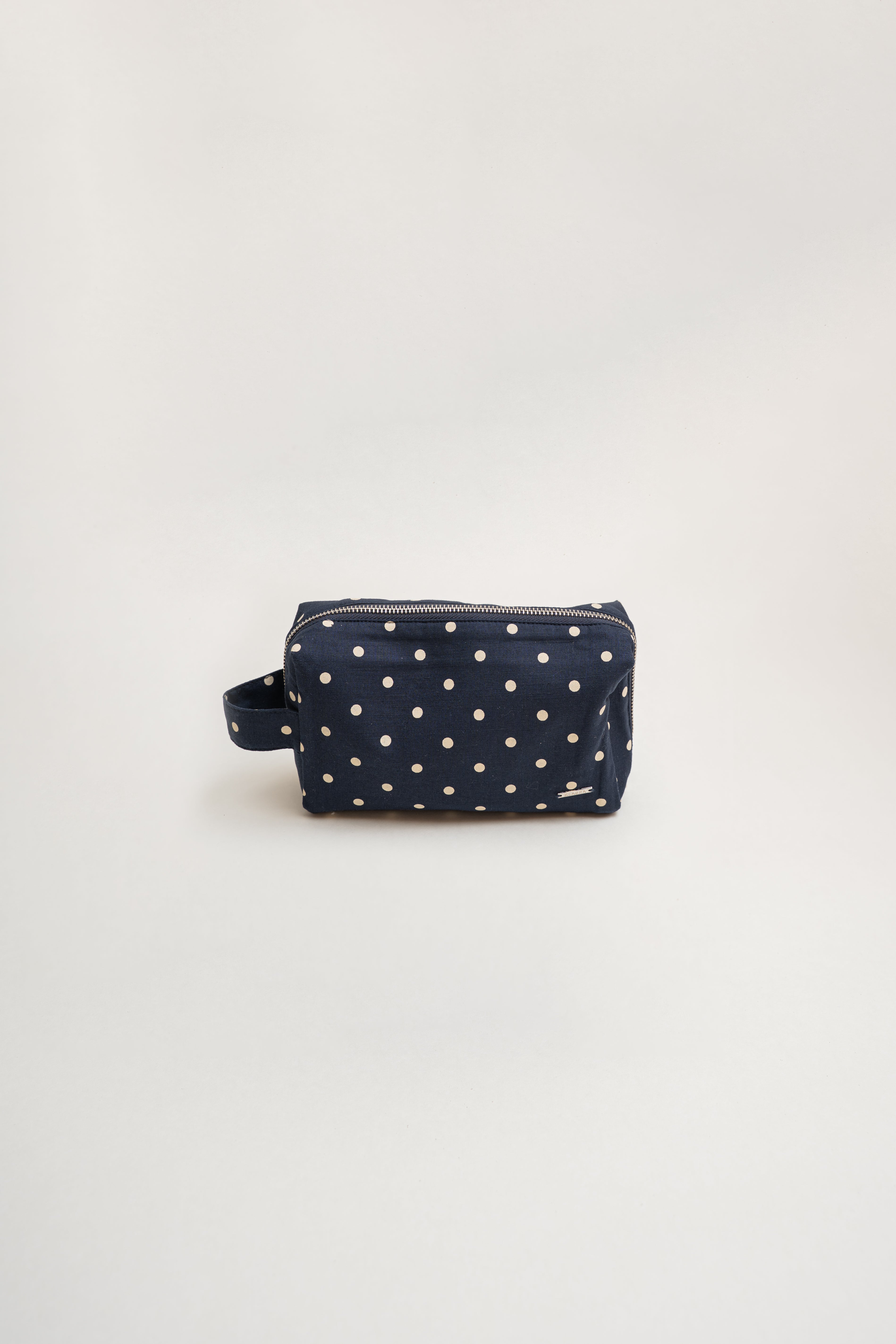 Pouch With Carrying Strap in Polka Dot Navy