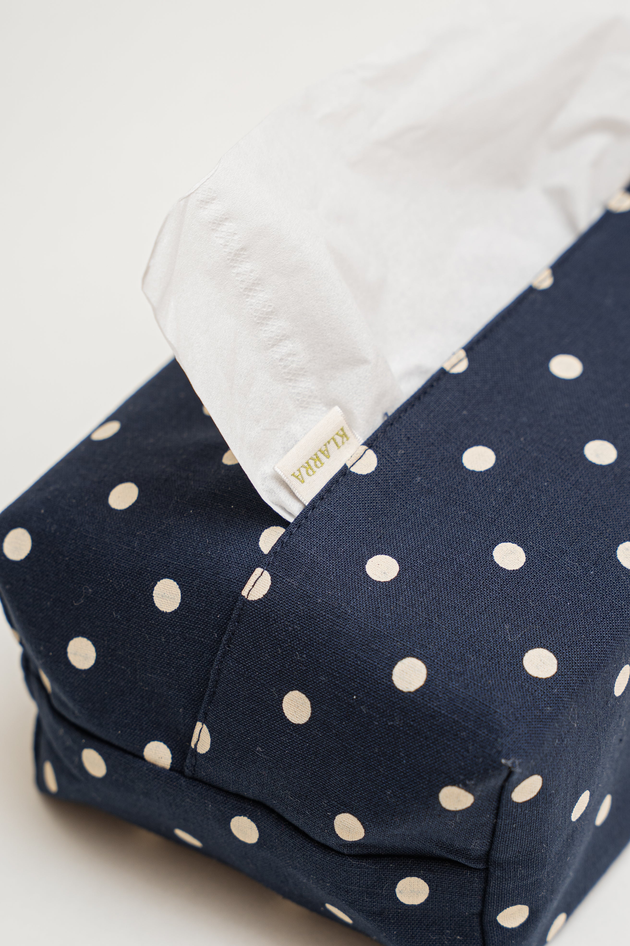 Tissue Holder in Polka Dot Navy
