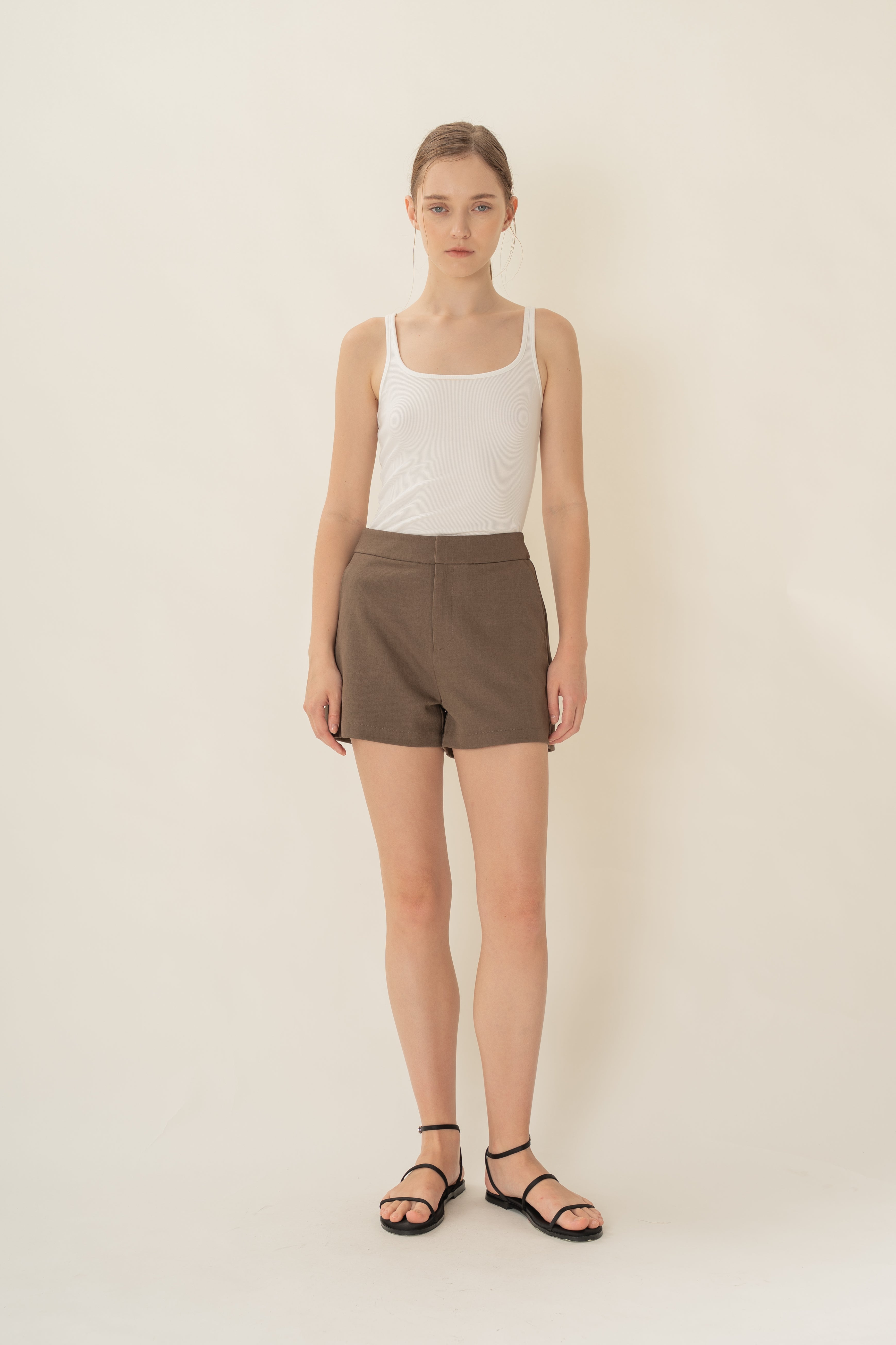 Suiting Shorts in Heather Brown