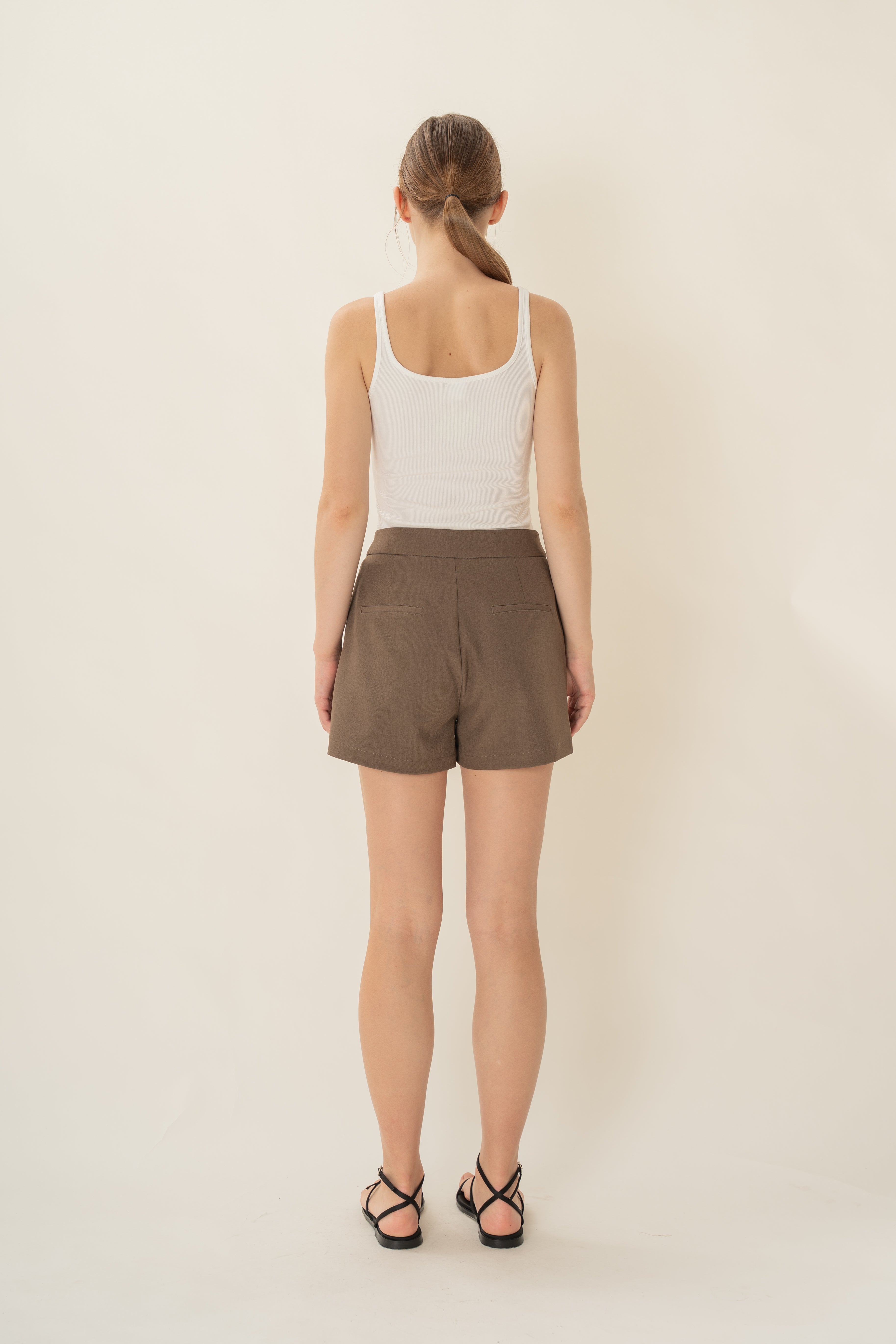 Suiting Shorts in Heather Brown