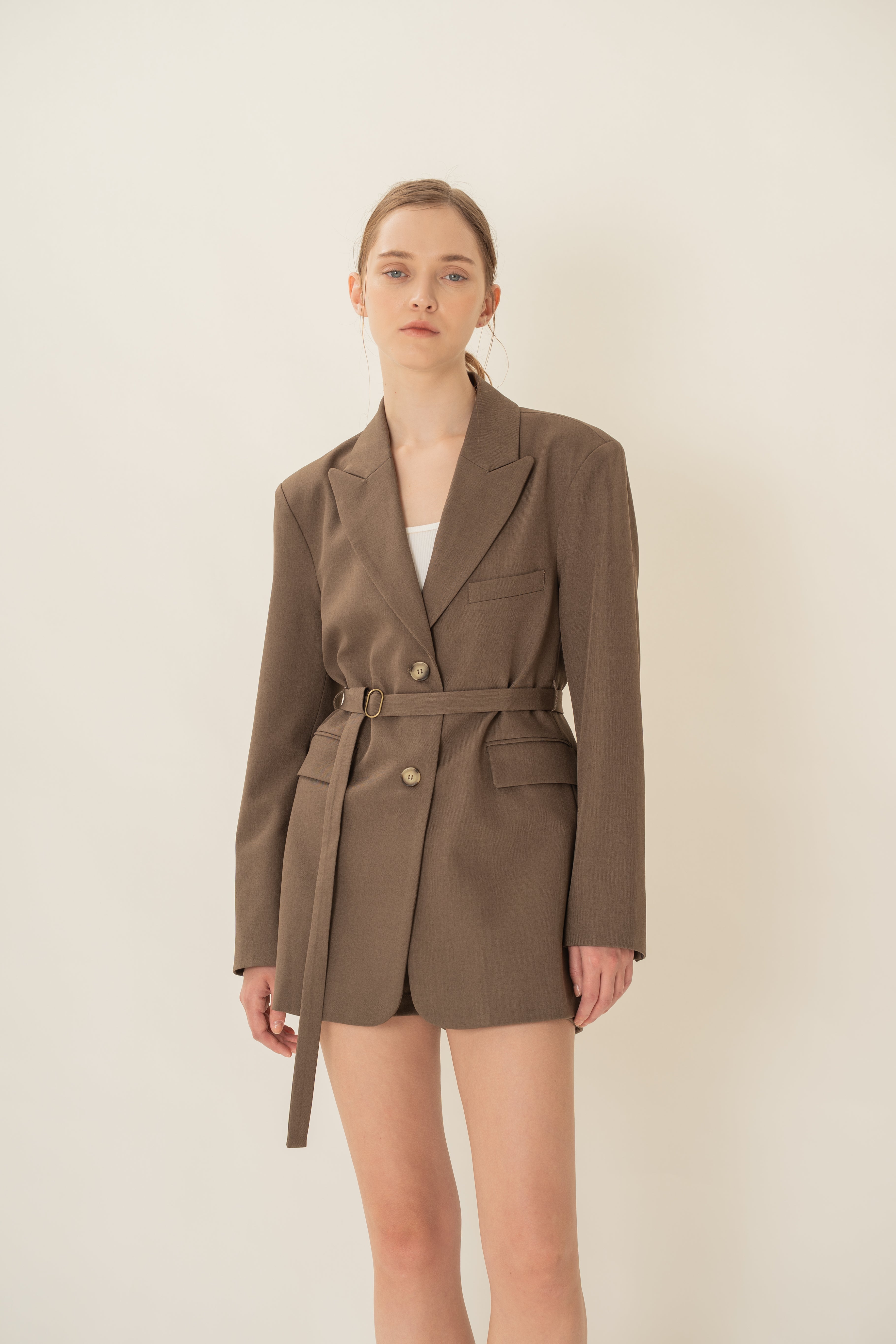 Oversized Blazer in Heather Brown