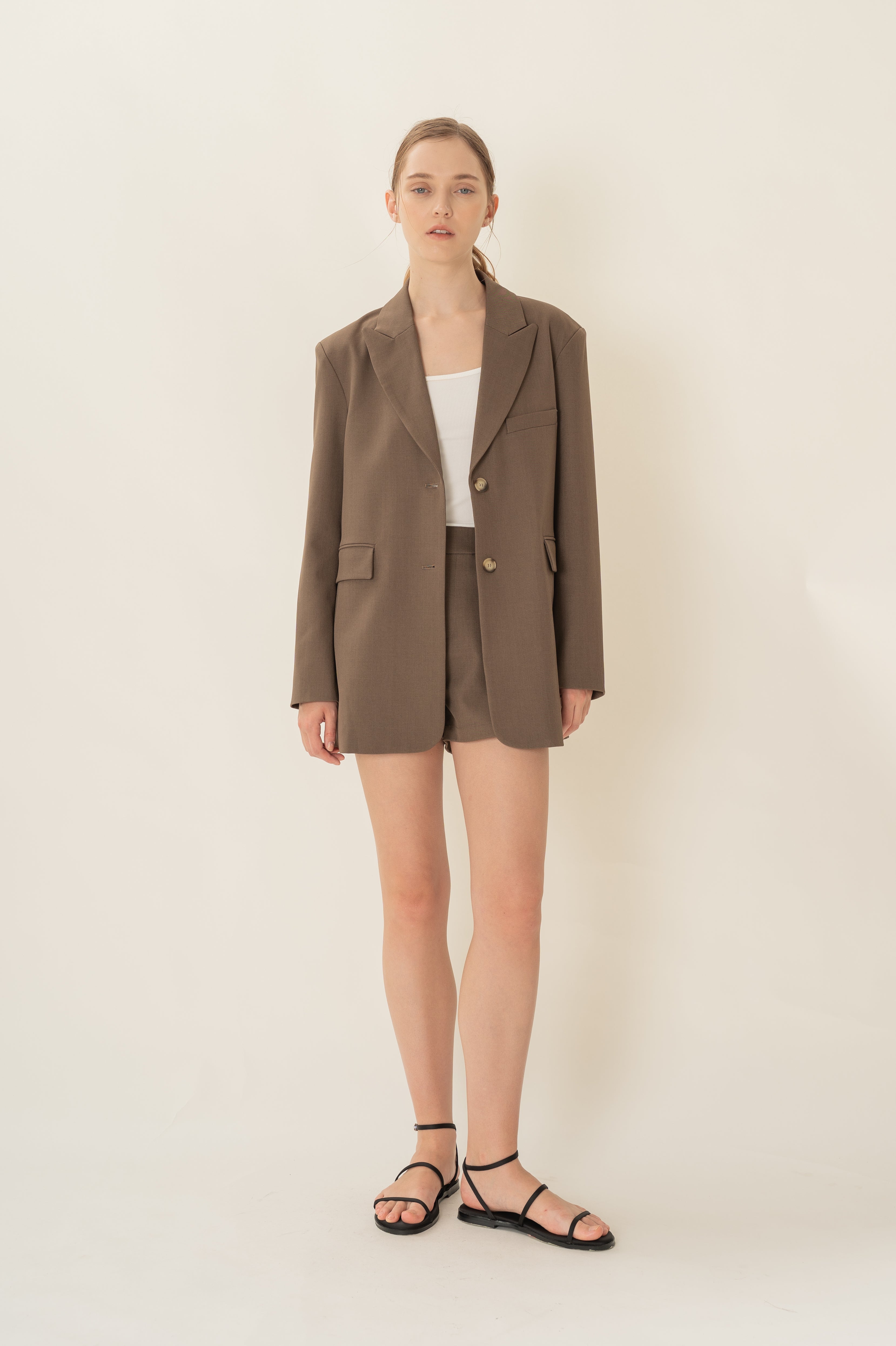 Oversized Blazer in Heather Brown