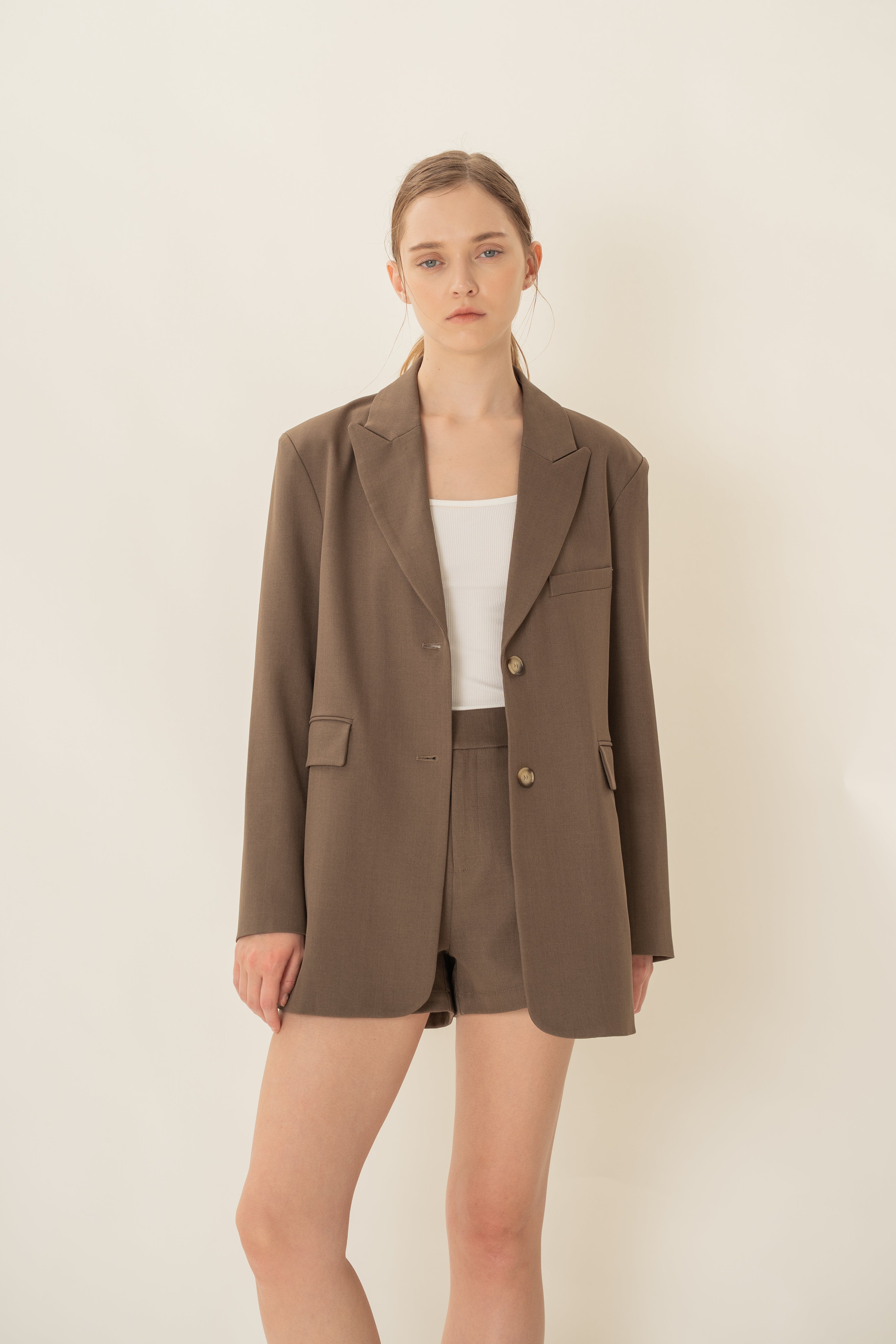 Oversized Blazer in Heather Brown