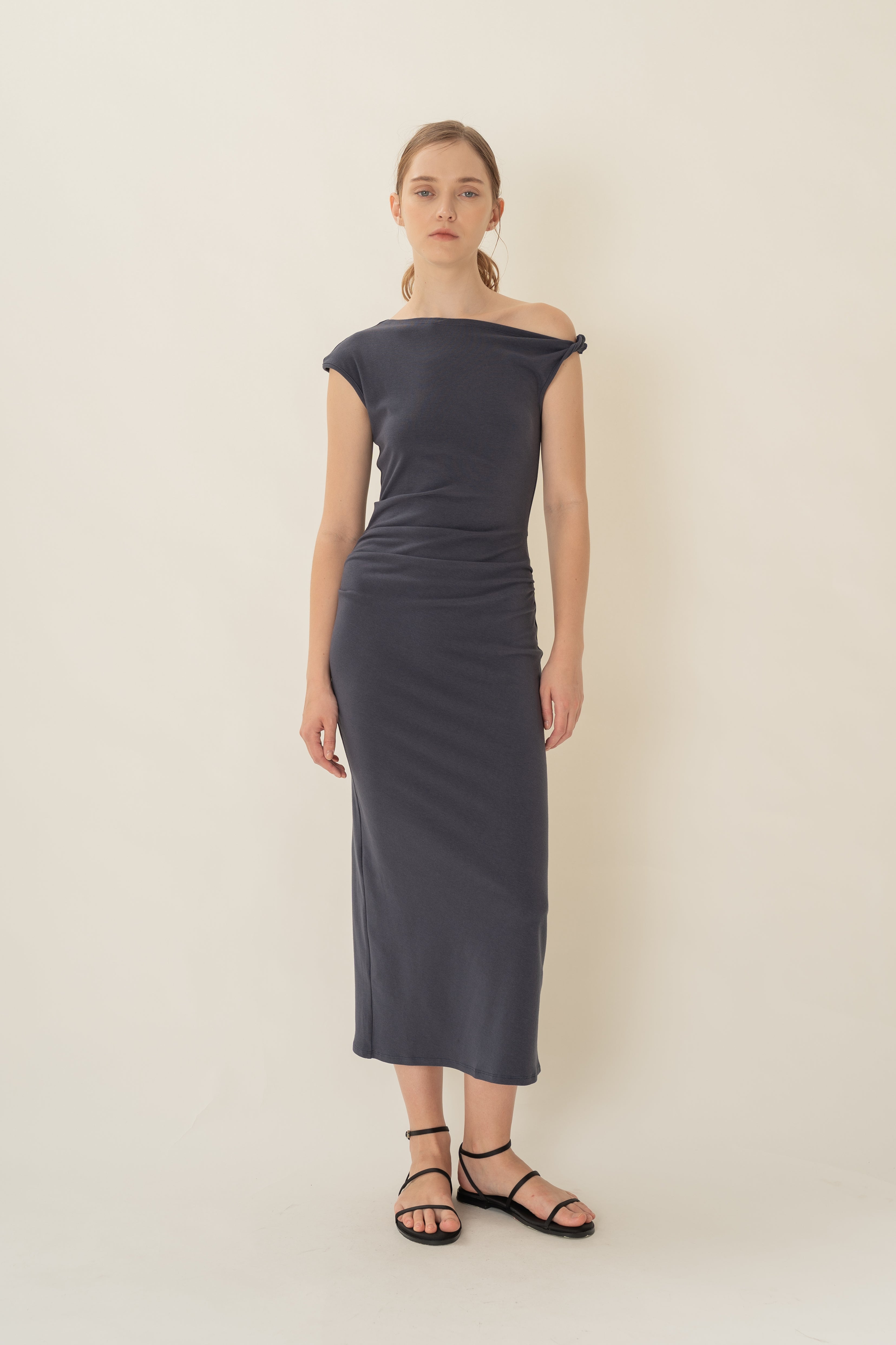 Draped Stretch Maxi in Midnight