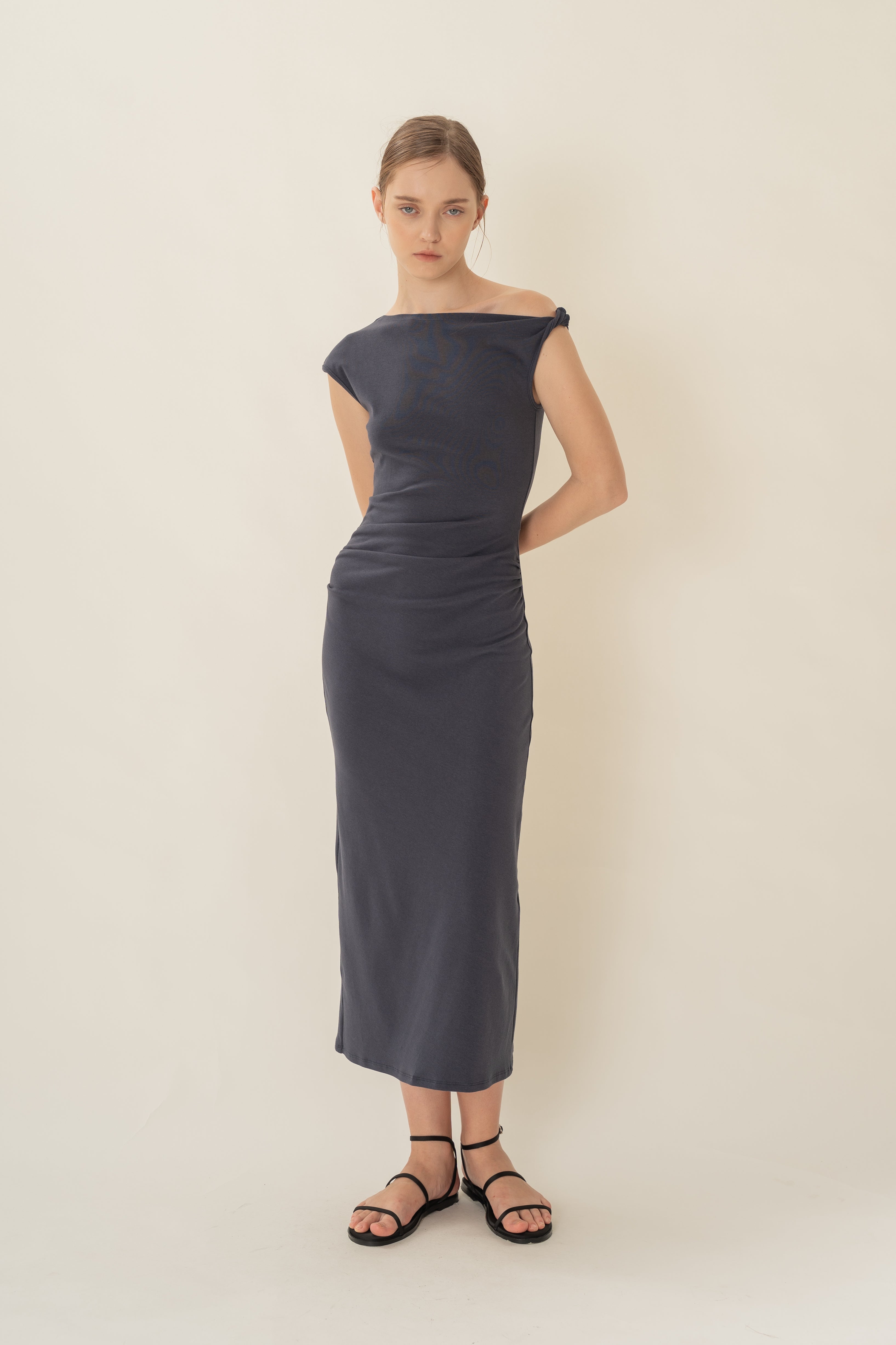 Draped Stretch Maxi in Midnight