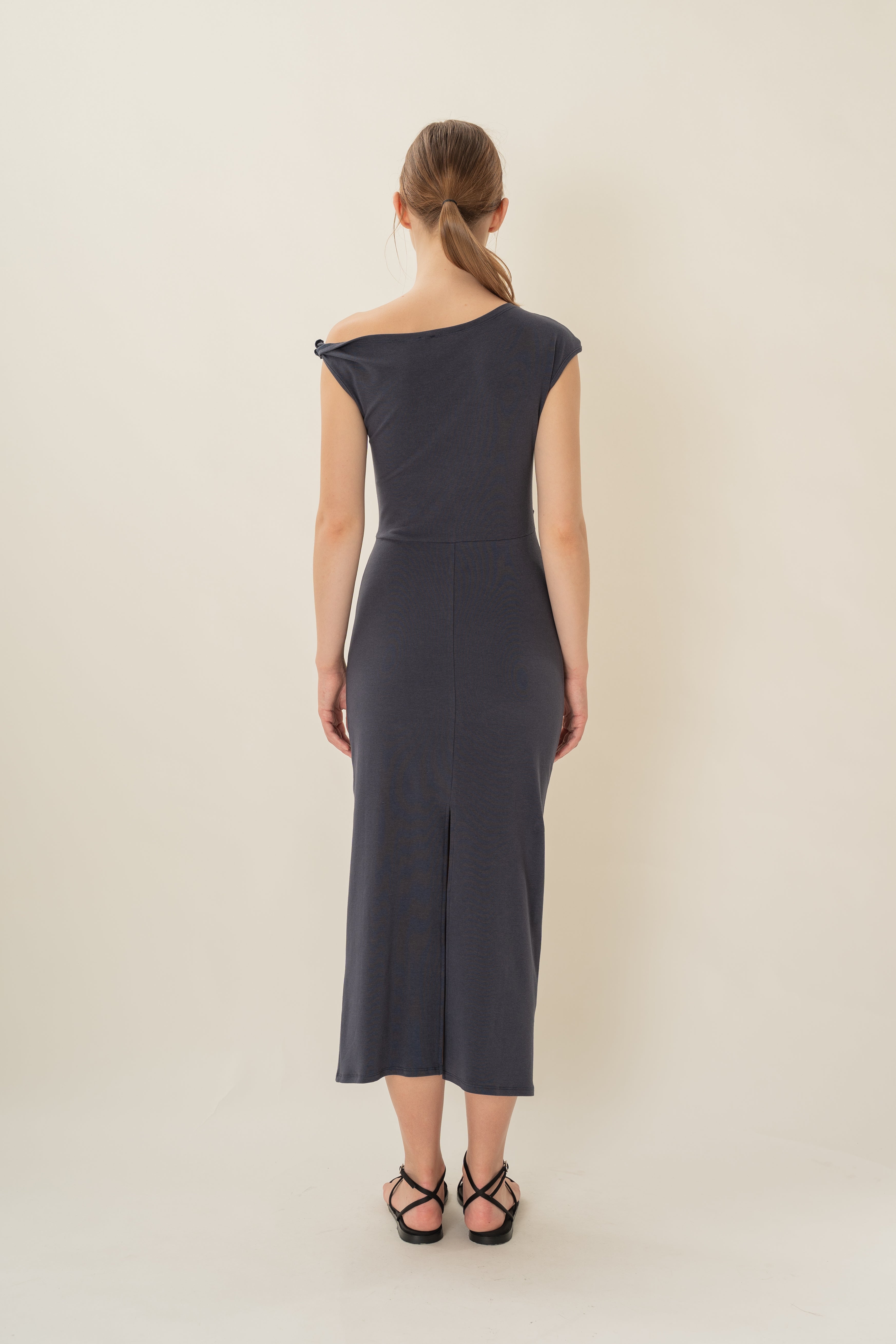 Draped Stretch Maxi in Midnight