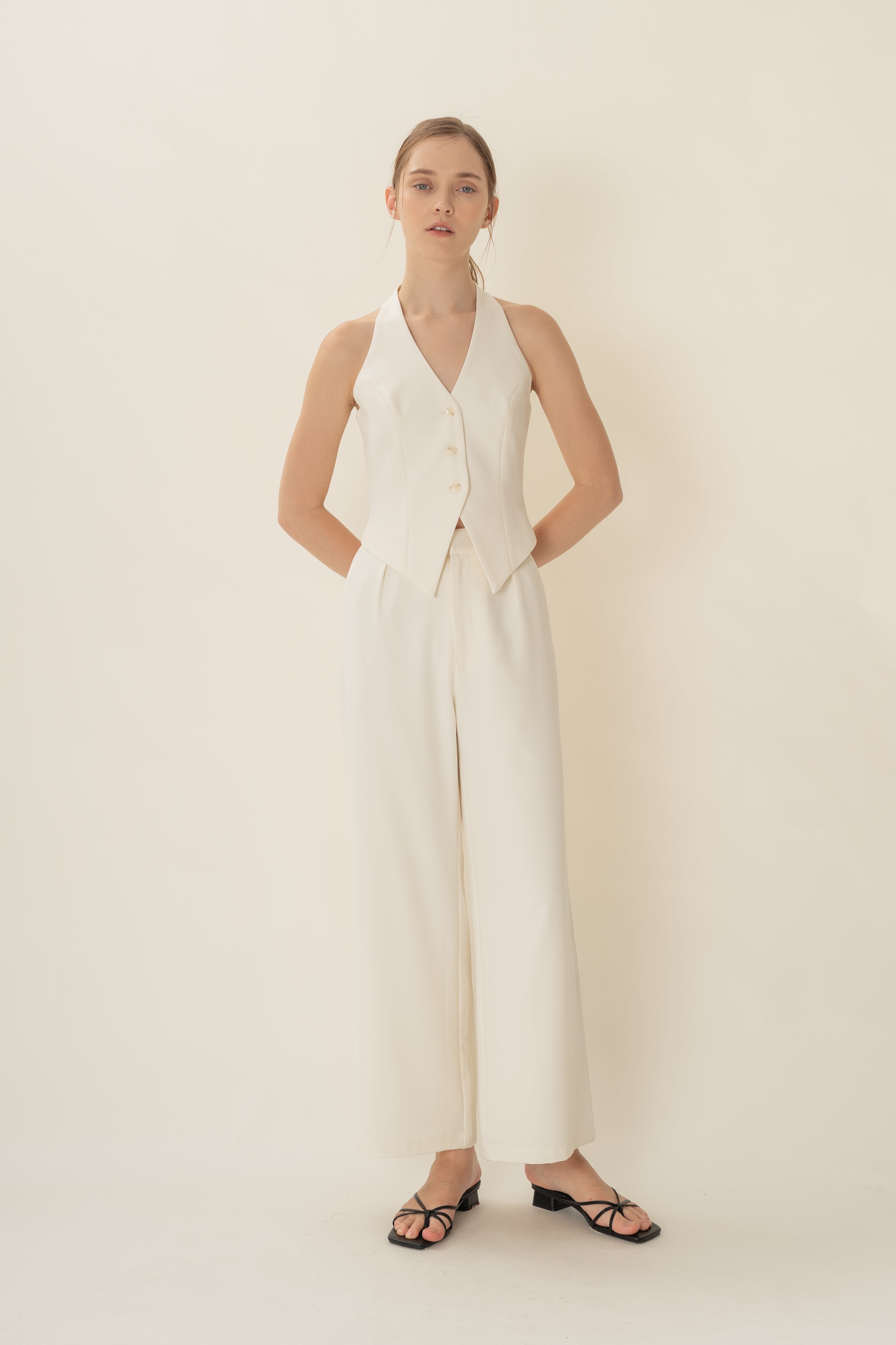 Halter Suiting Waistcoat in Ivory