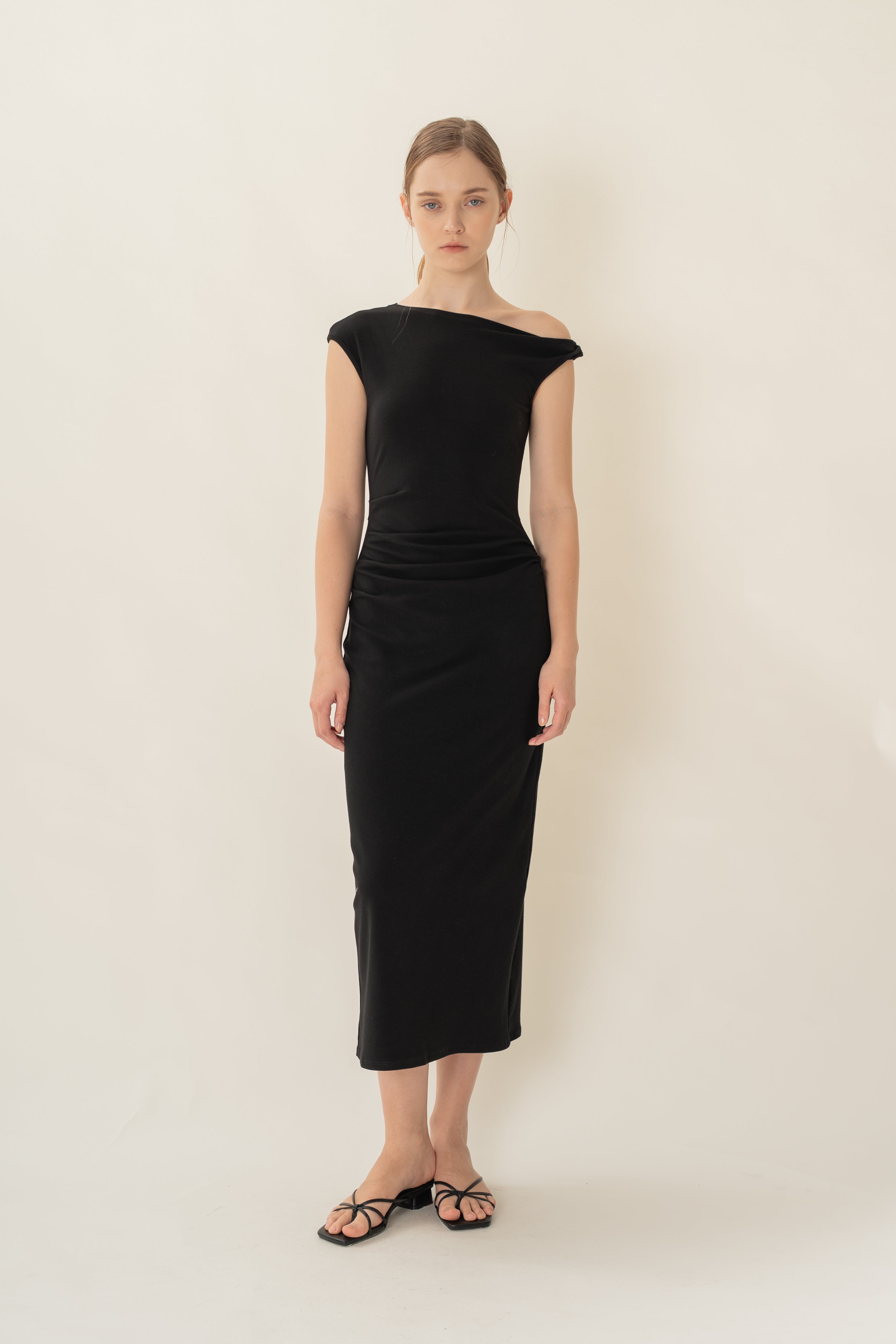 Draped Stretch Maxi in Black