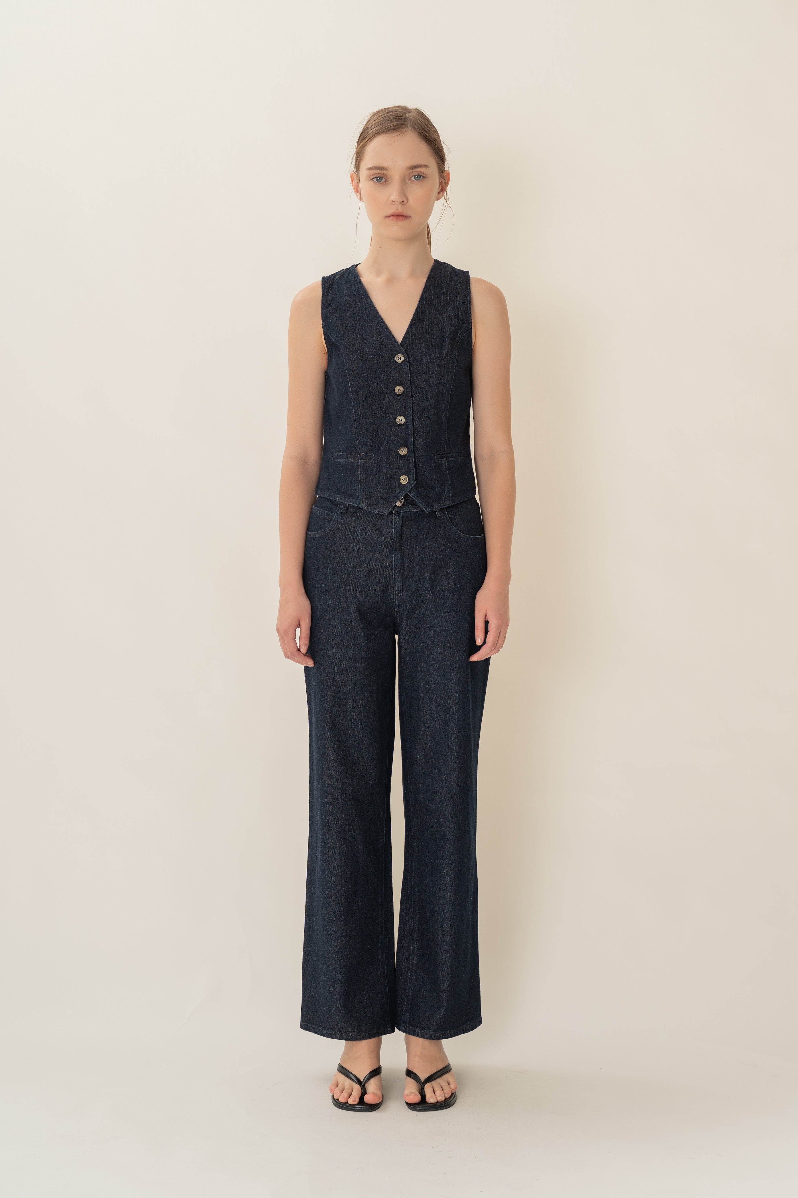 Denim Waistcoat in Dark Wash