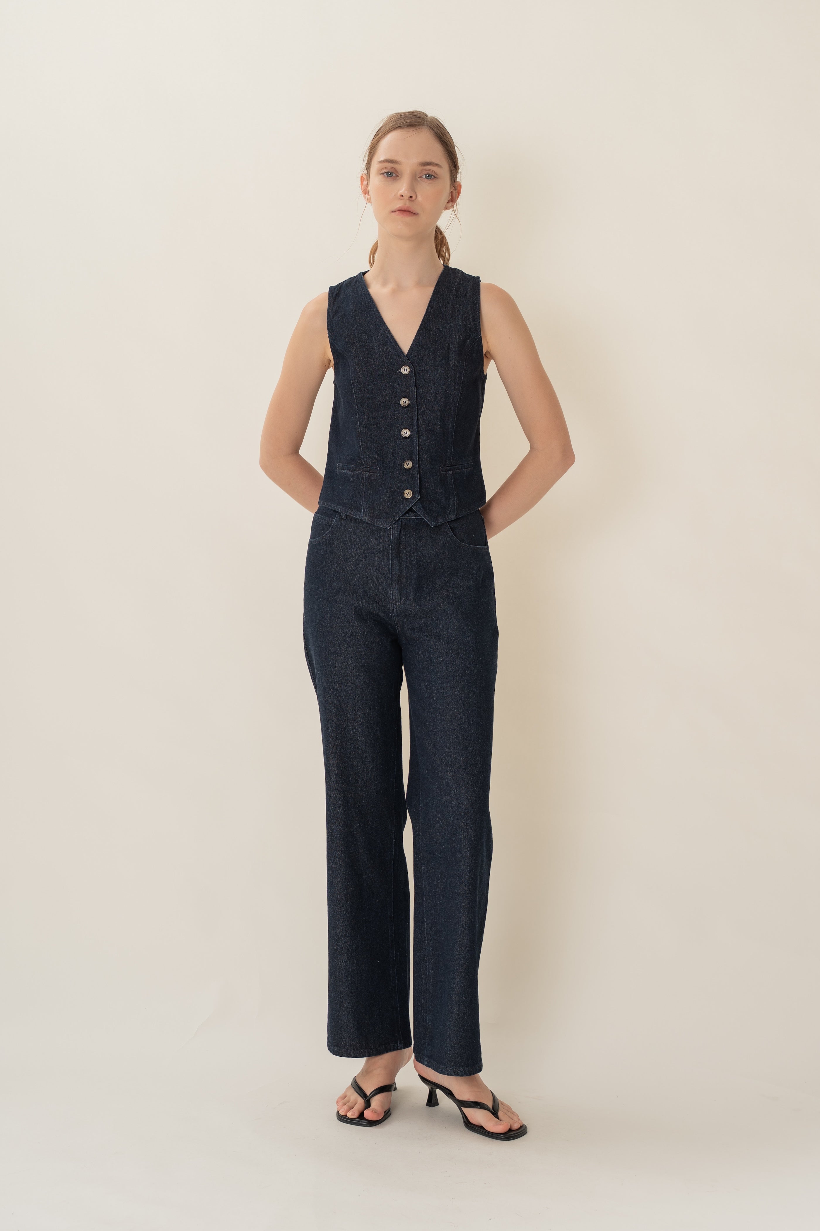 Denim Waistcoat in Dark Wash