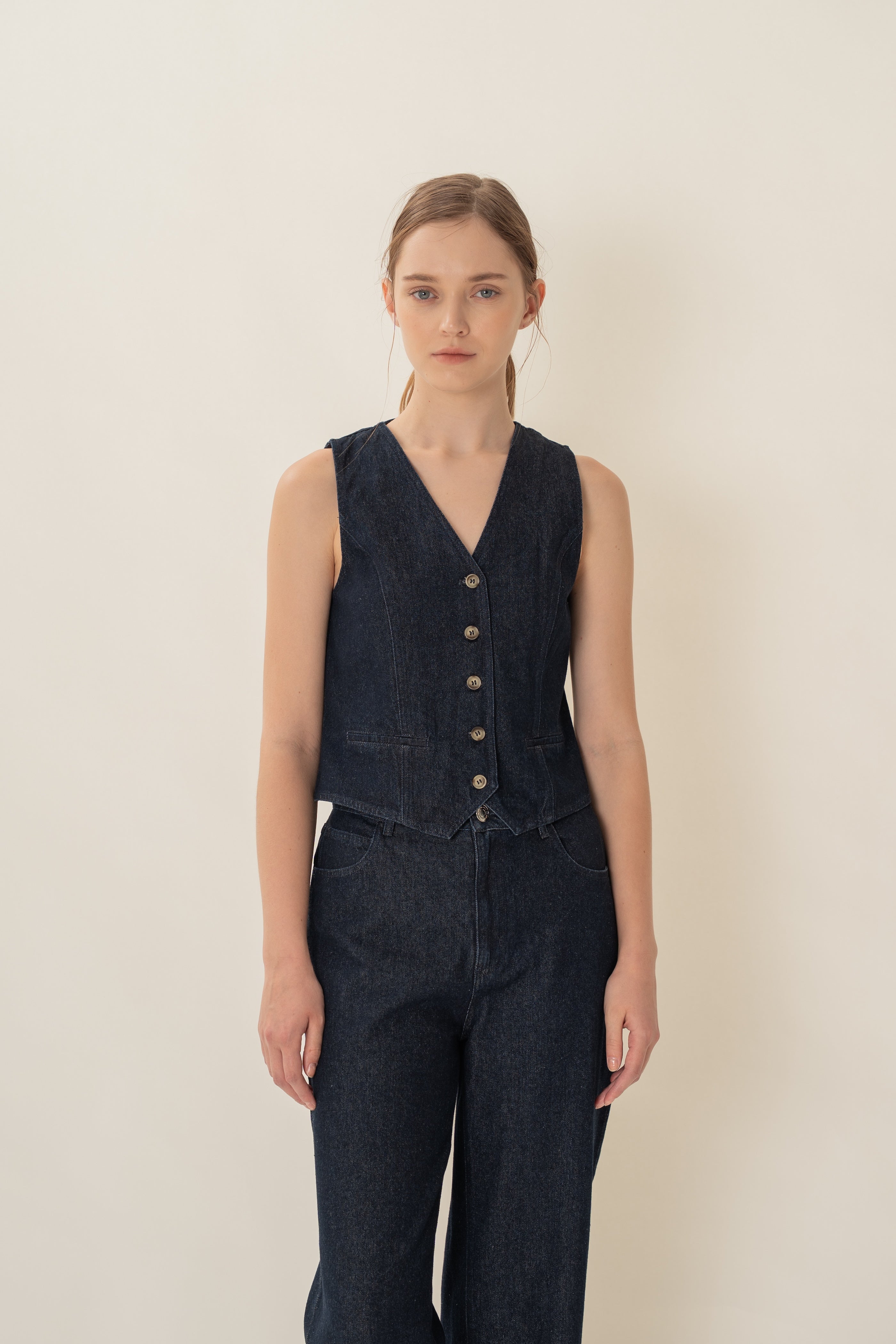 Denim Waistcoat in Dark Wash