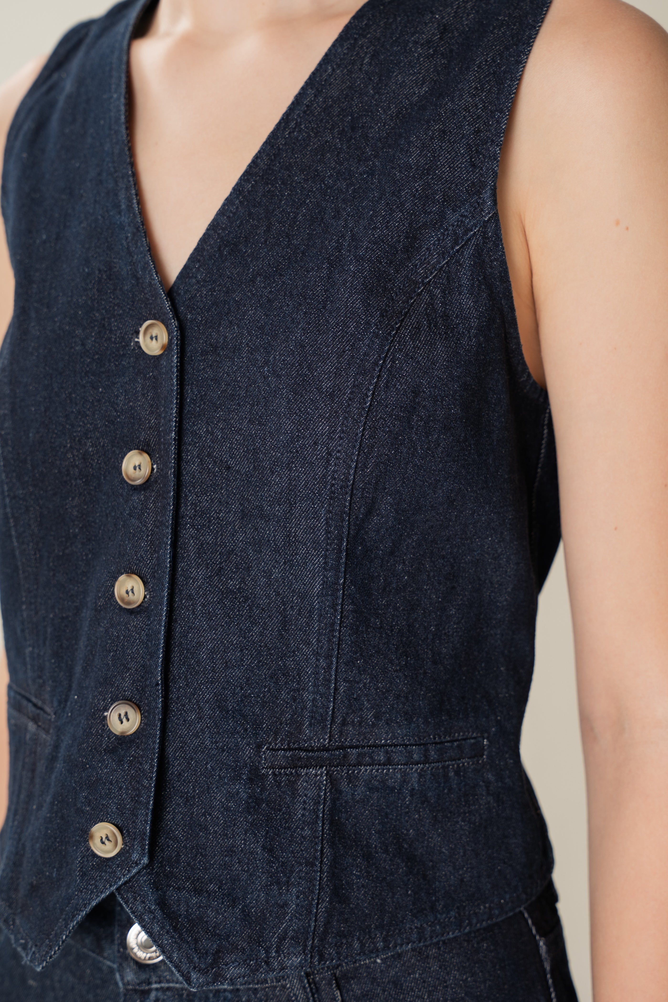 Denim Waistcoat in Dark Wash