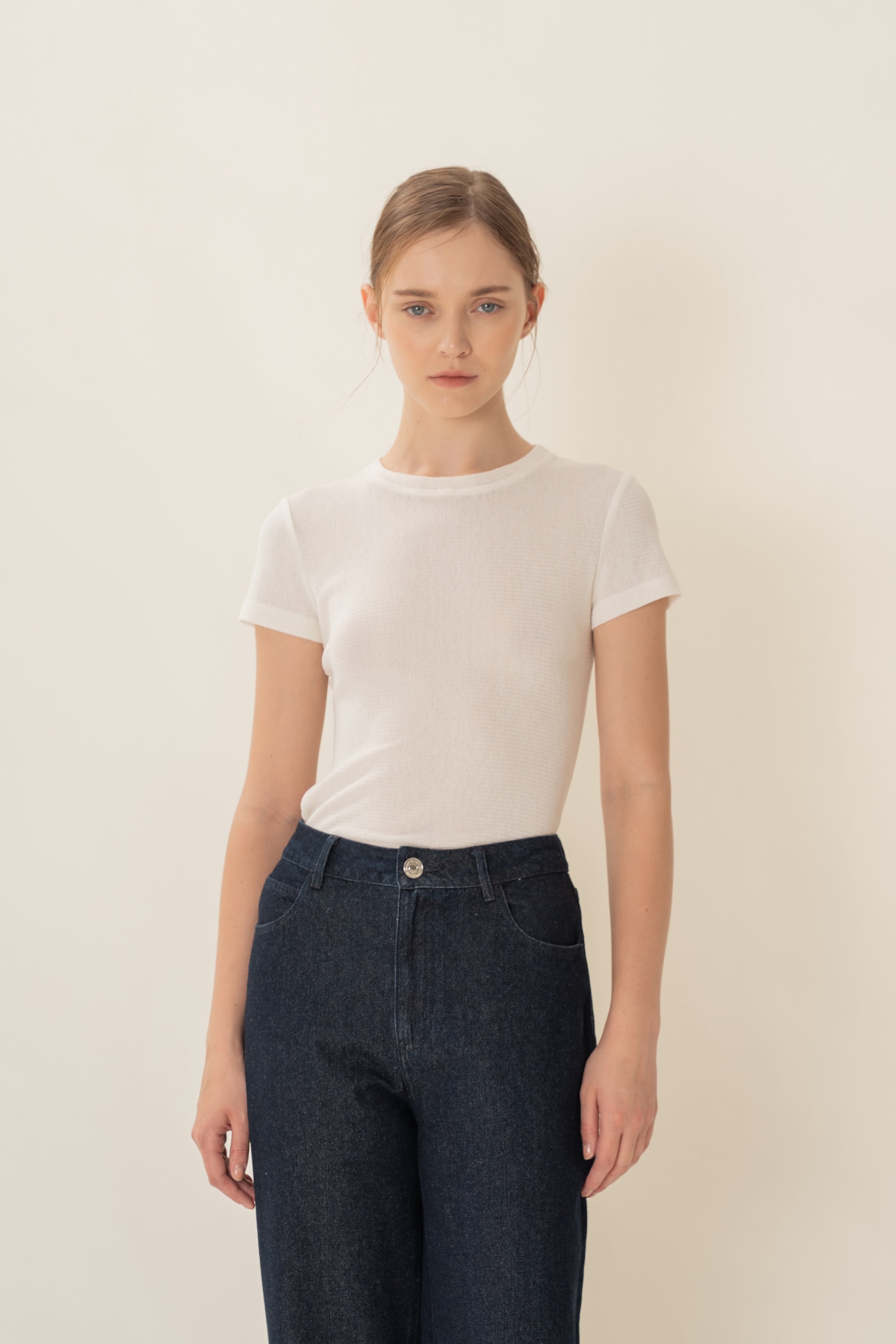 Textured Tee in White