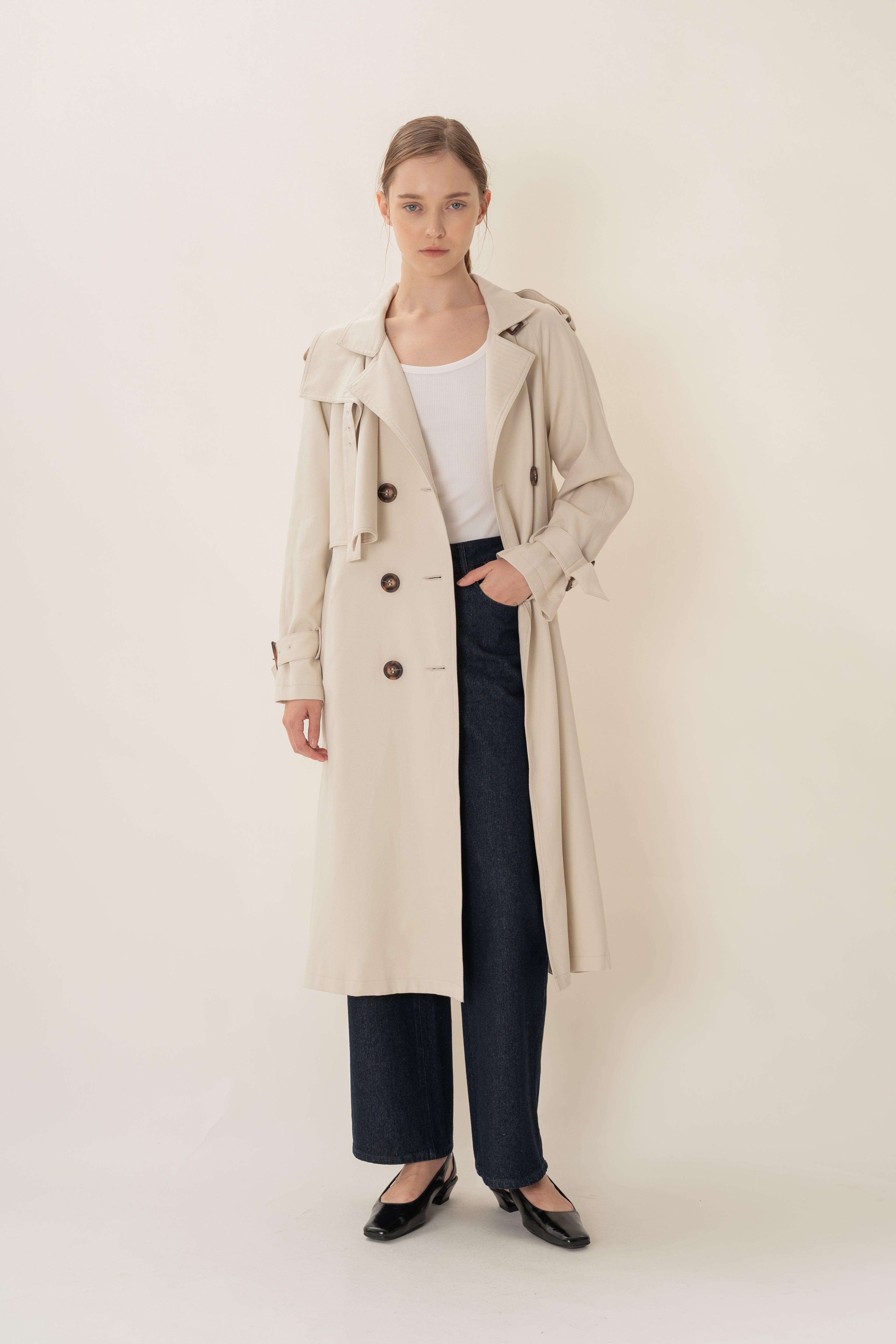 Long Trench Coat in Natural