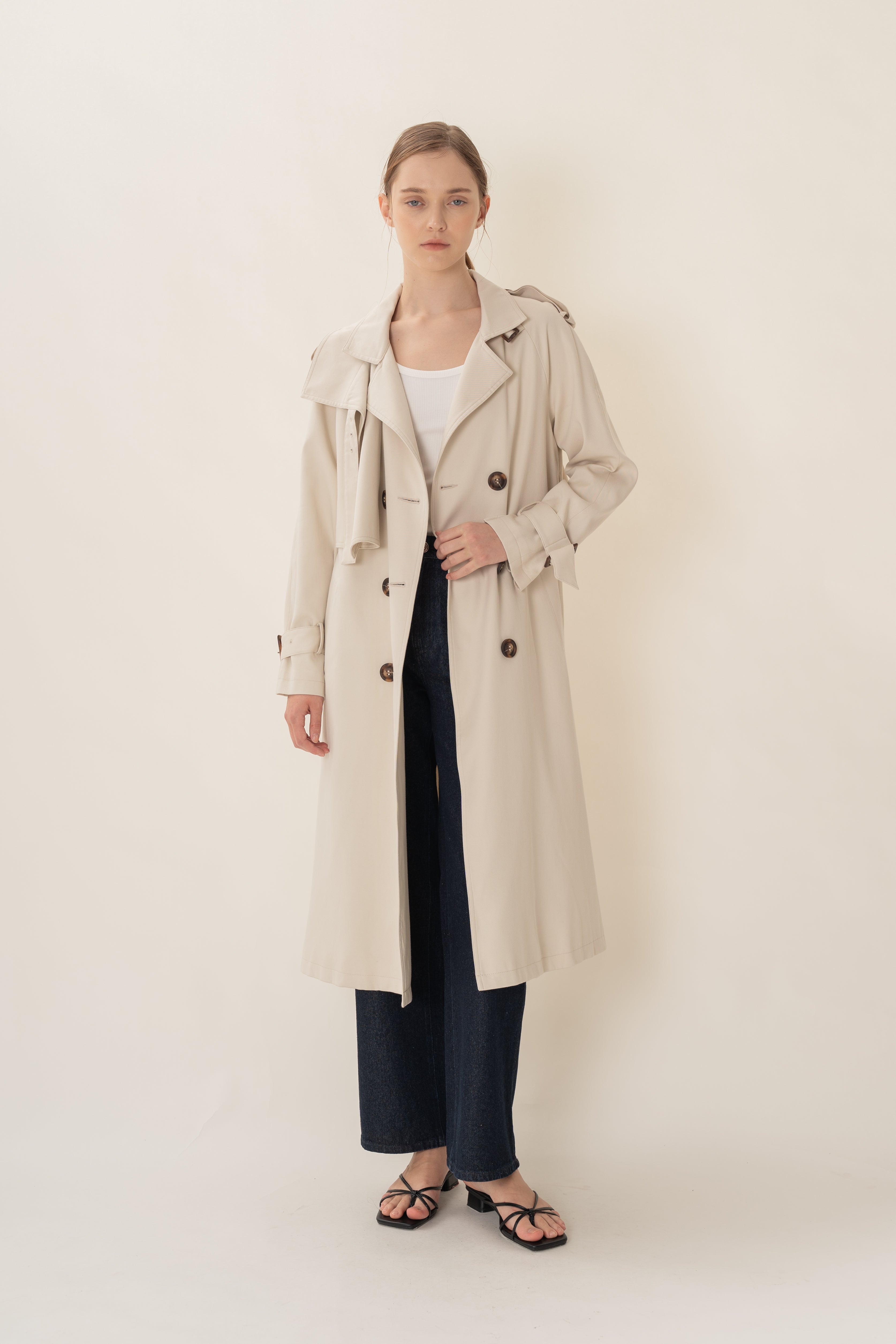Long Trench Coat in Natural