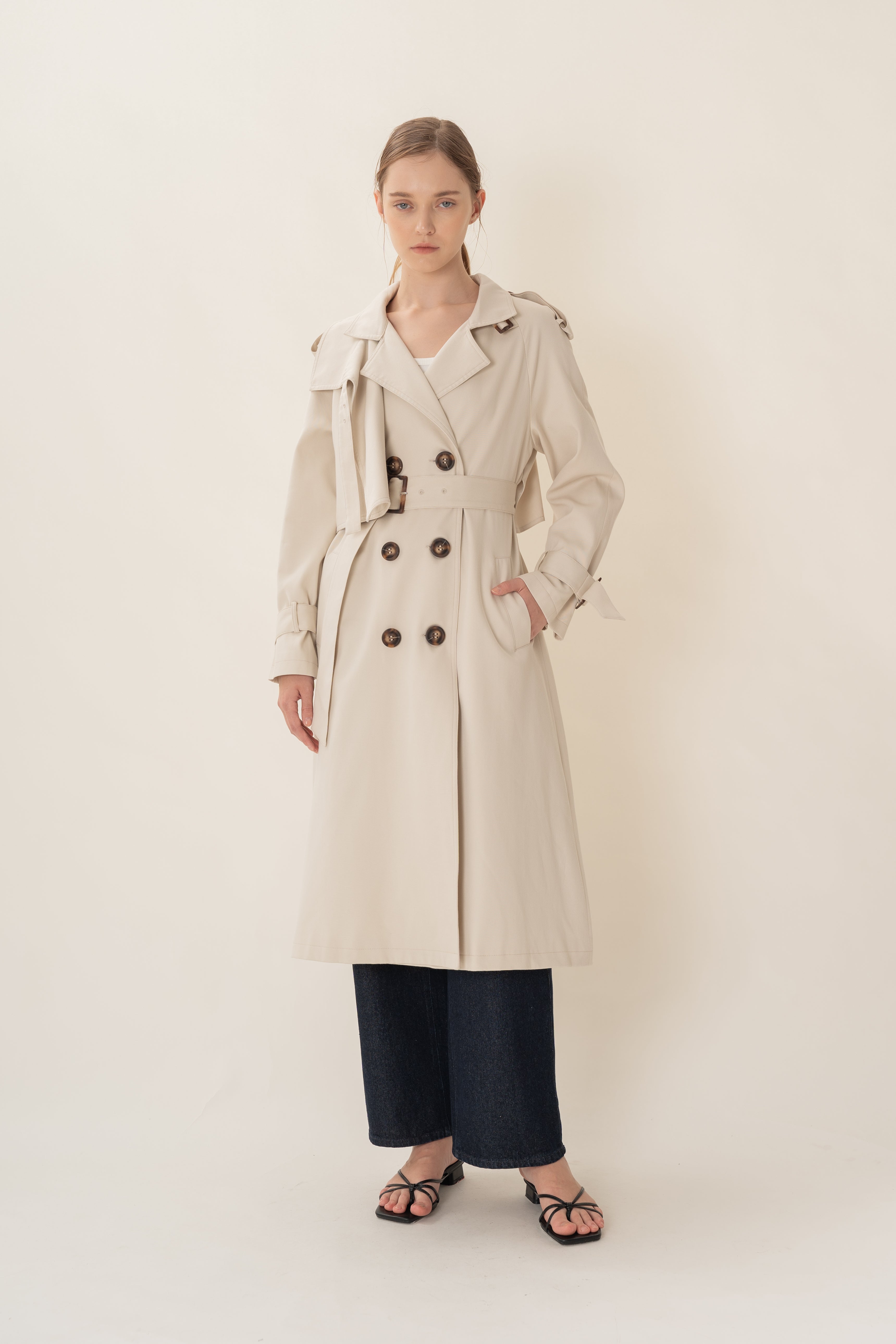 Long Trench Coat in Natural