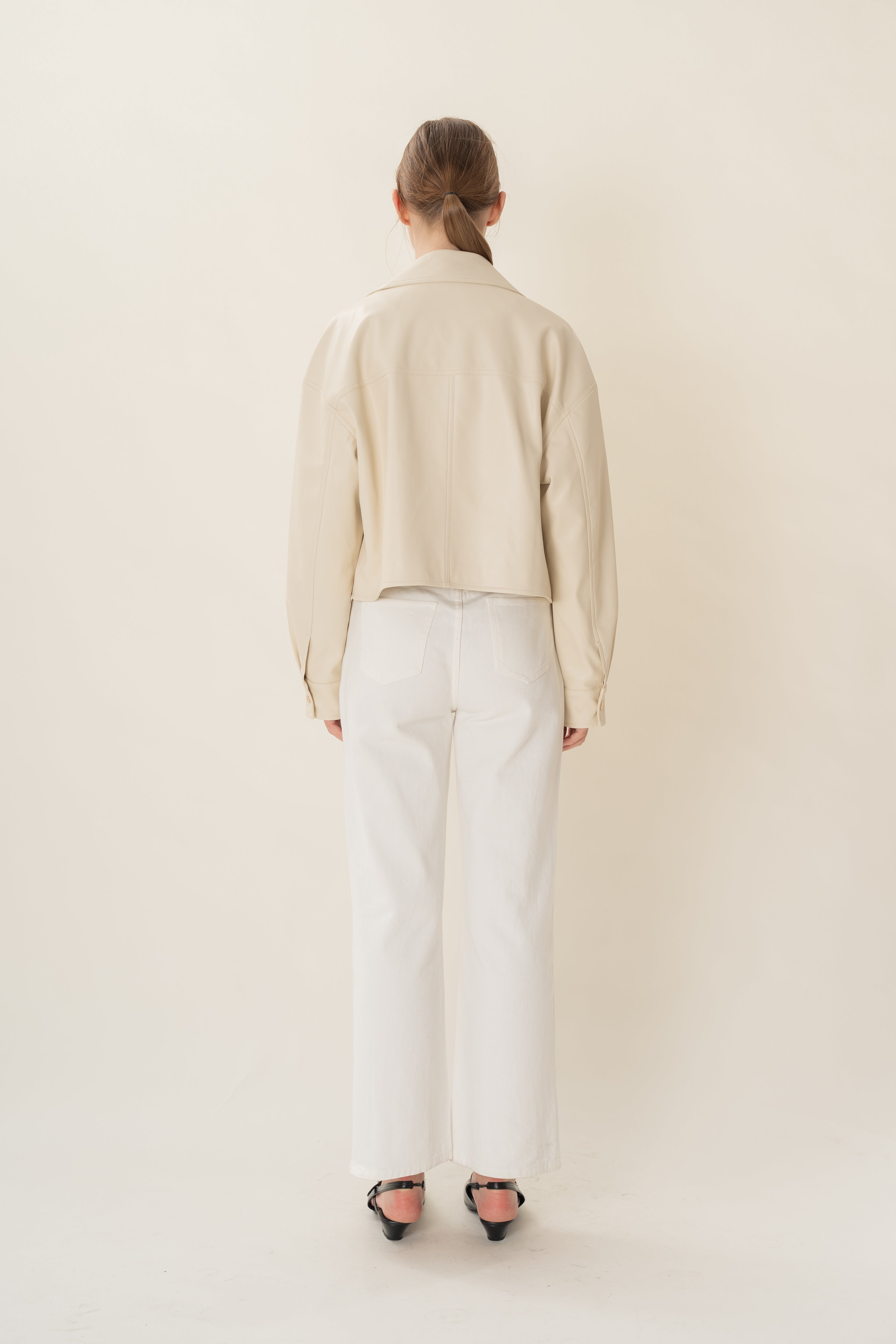 Faux Leather Jacket in Ivory