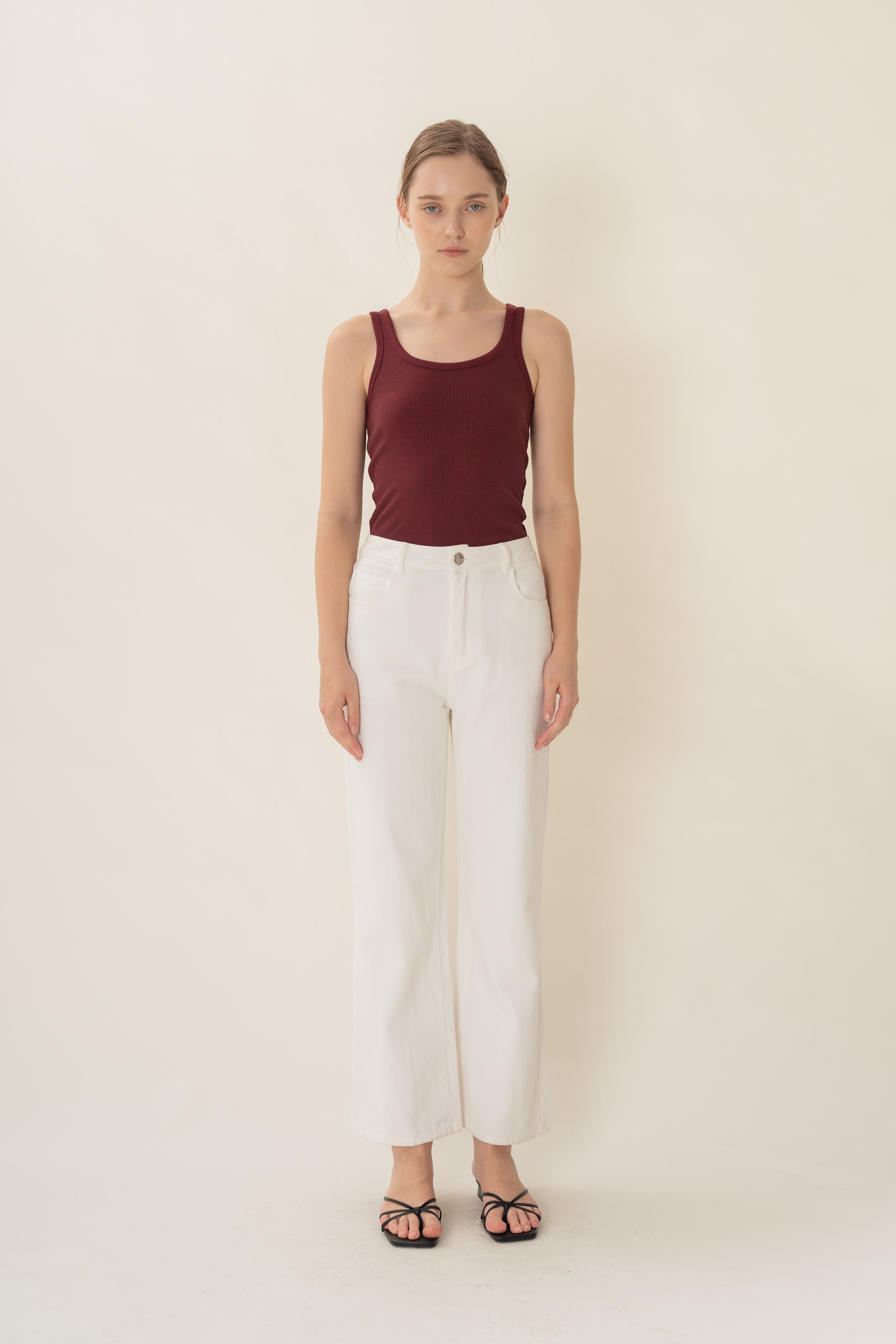 Scoop Neck Tank Top in Merlot