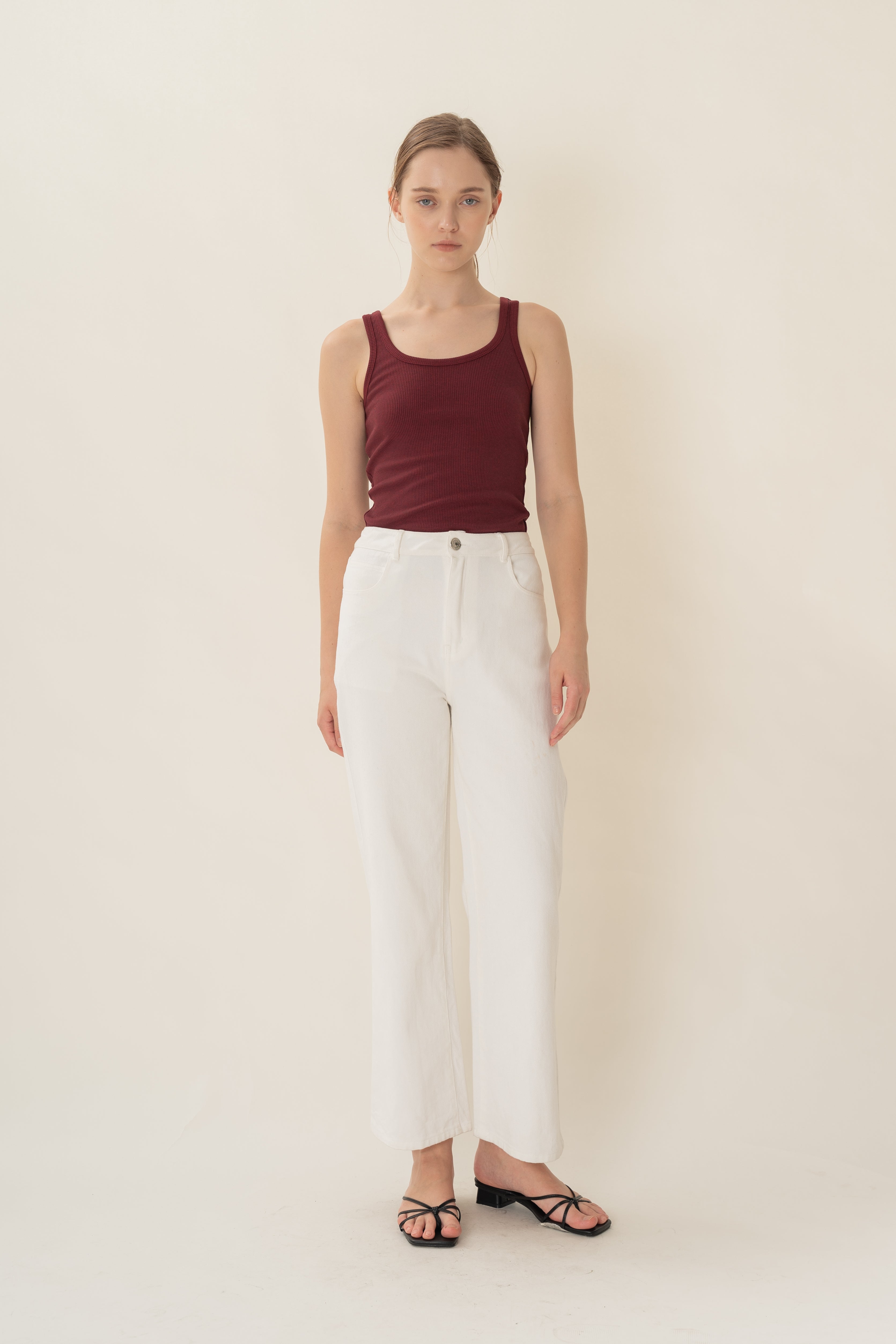 Scoop Neck Tank Top in Merlot