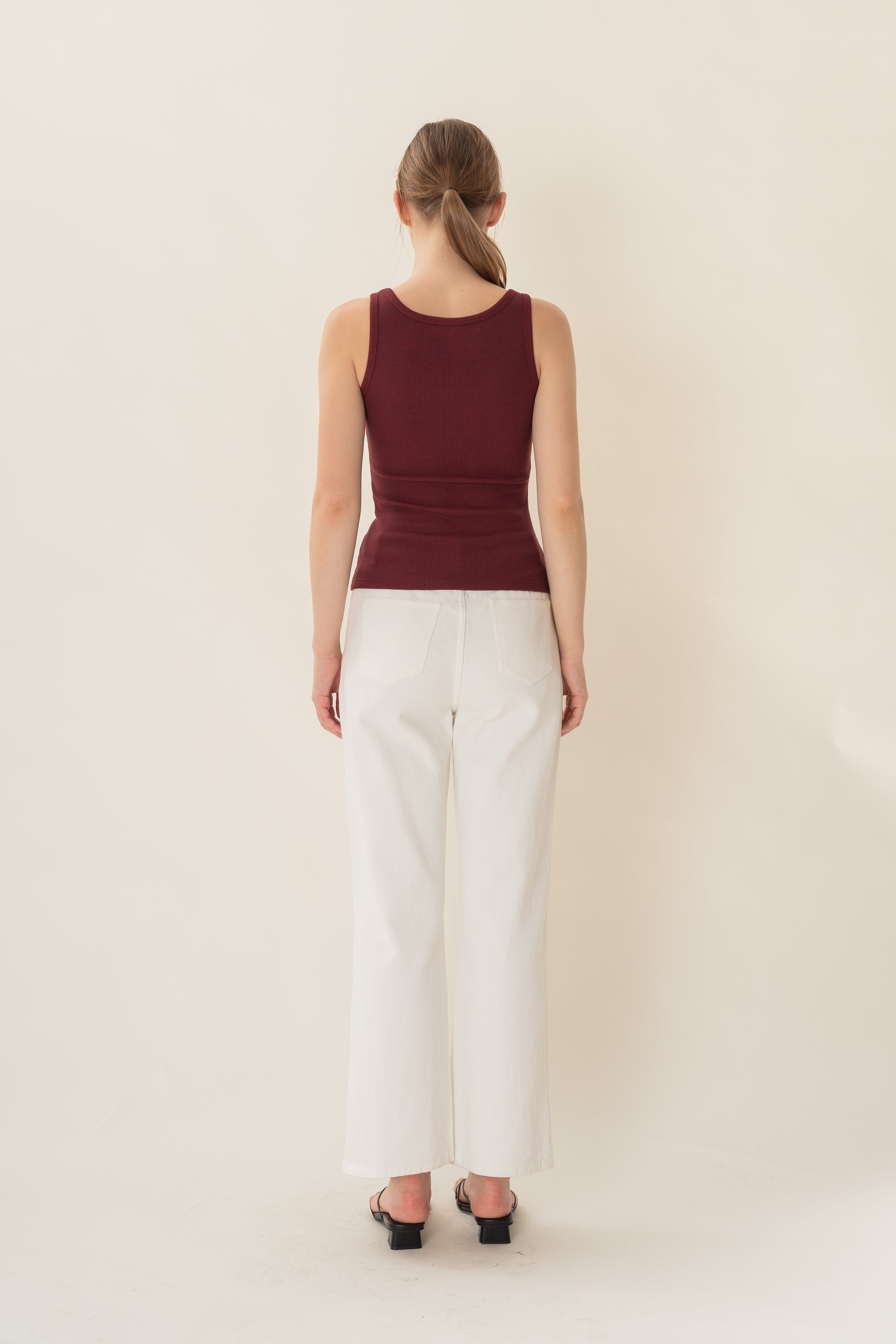 Scoop Neck Tank Top in Merlot