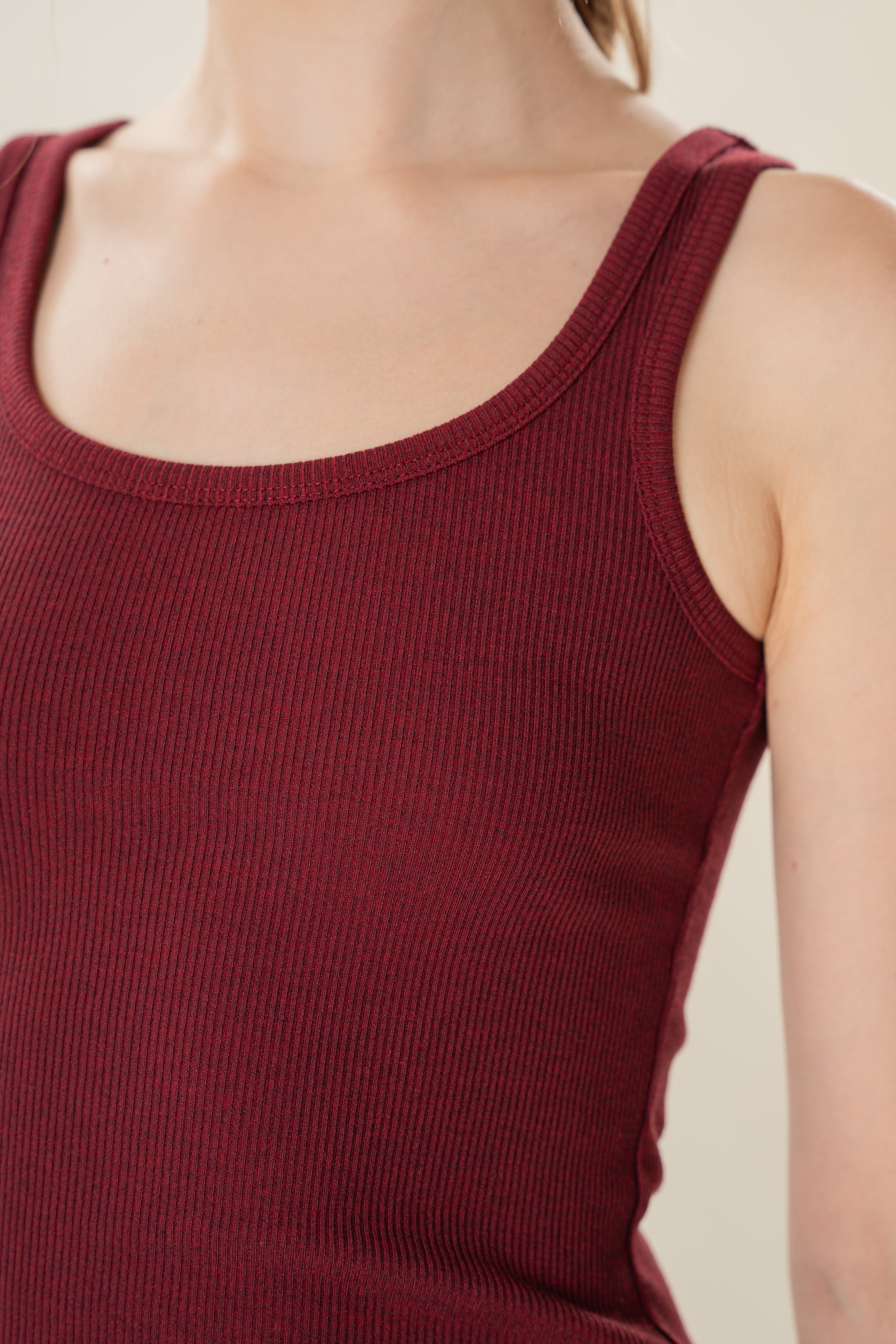 Scoop Neck Tank Top in Merlot