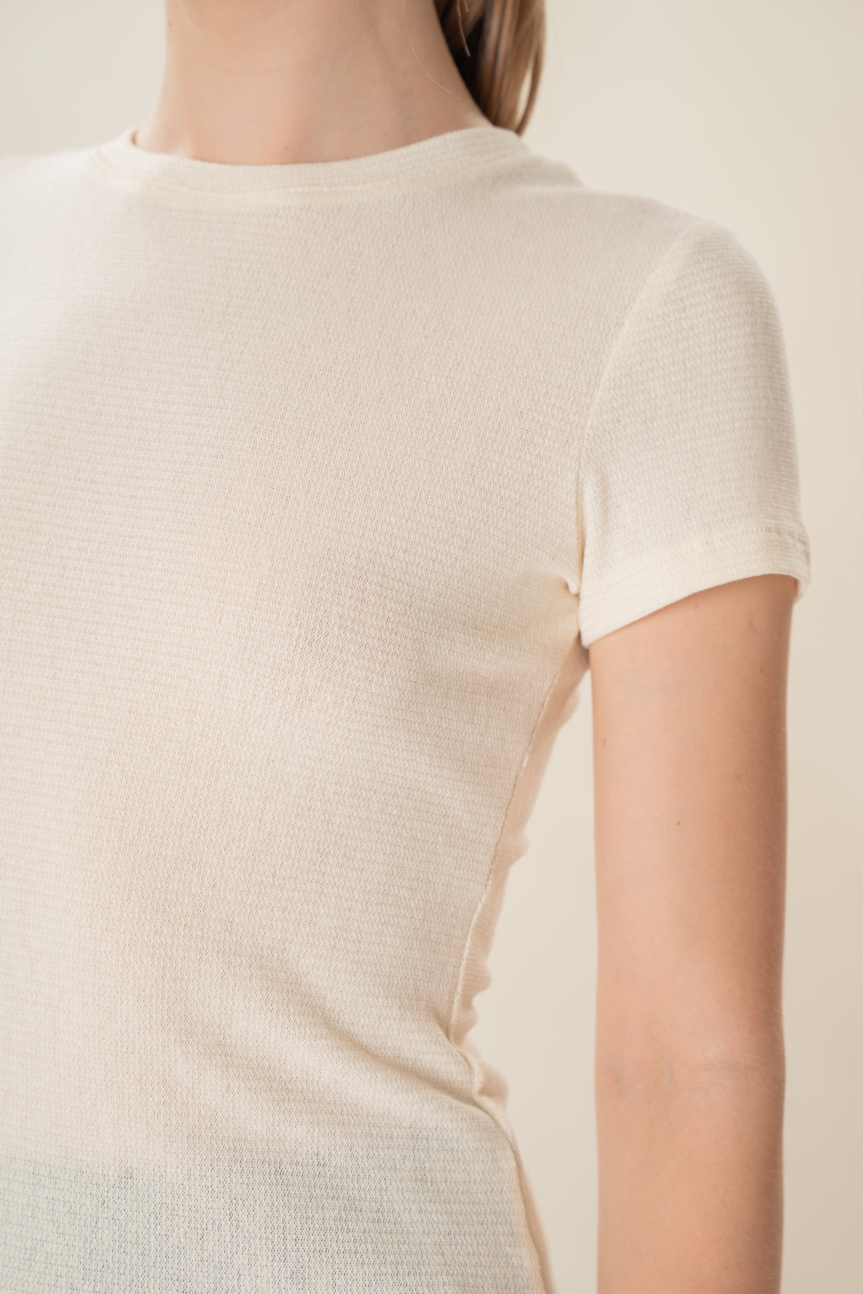 Textured Tee in Pale Yellow