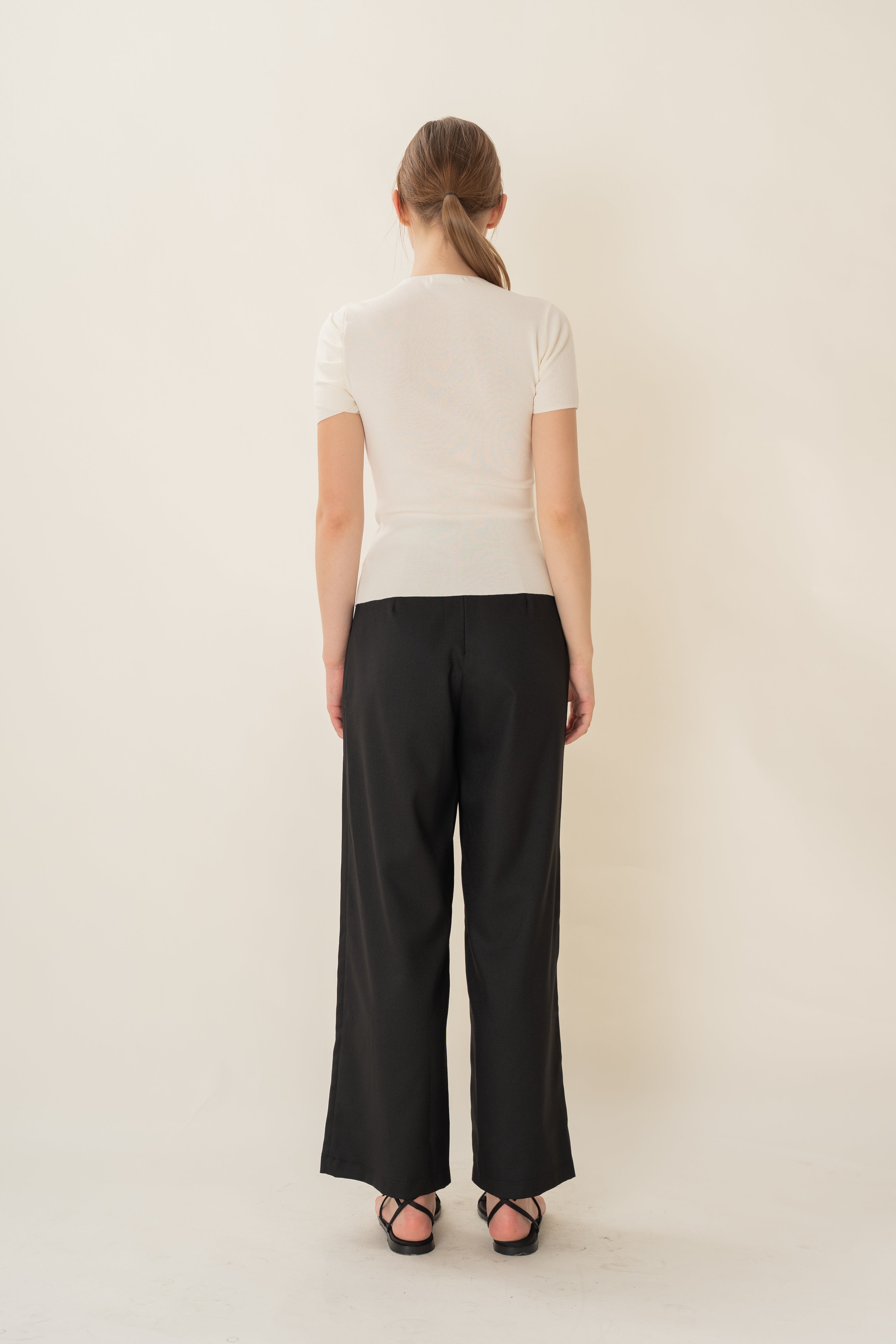 Knitted Top With Front Bow Detailing in Natural