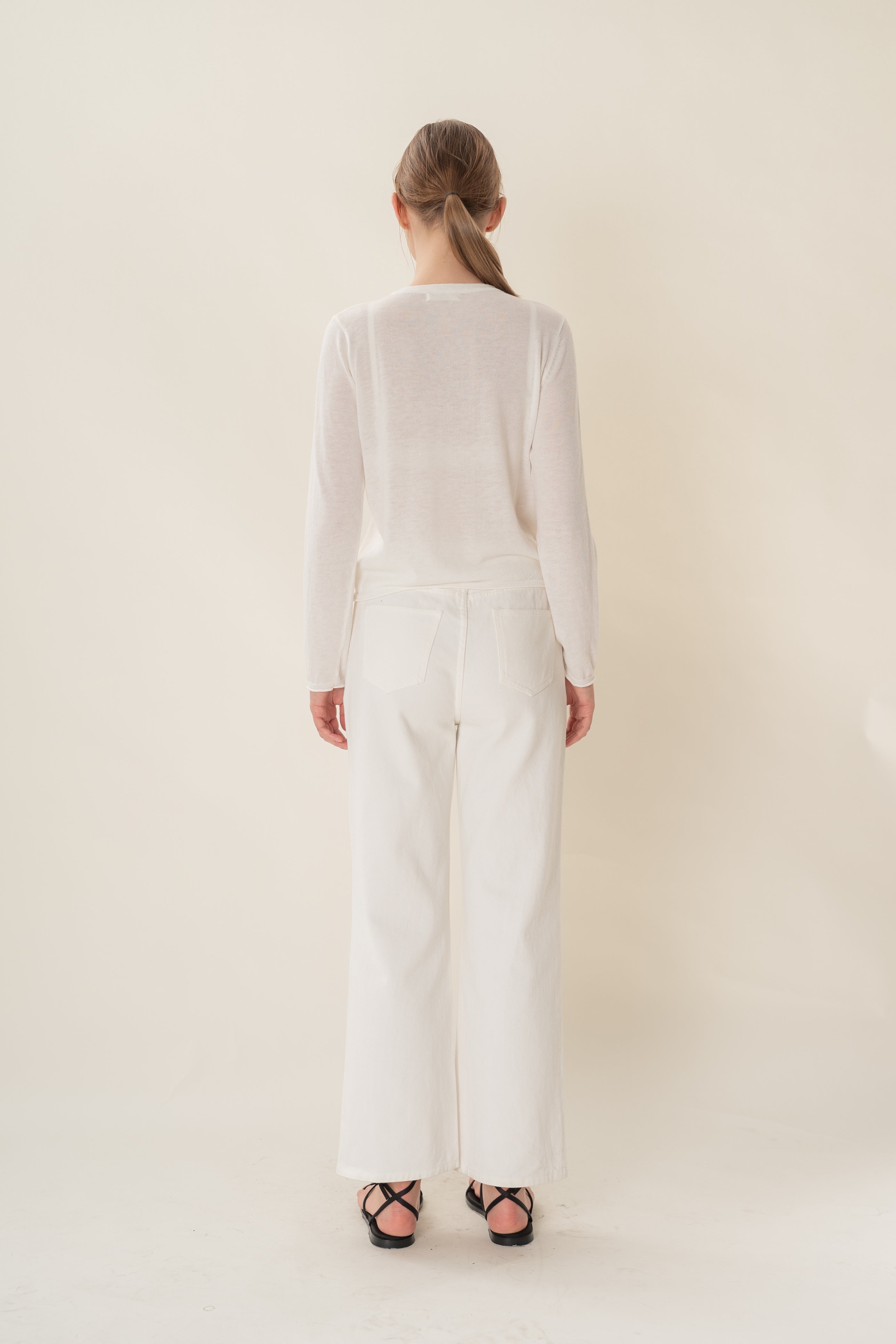 Soft Fold Fine Knit Cardigan in White