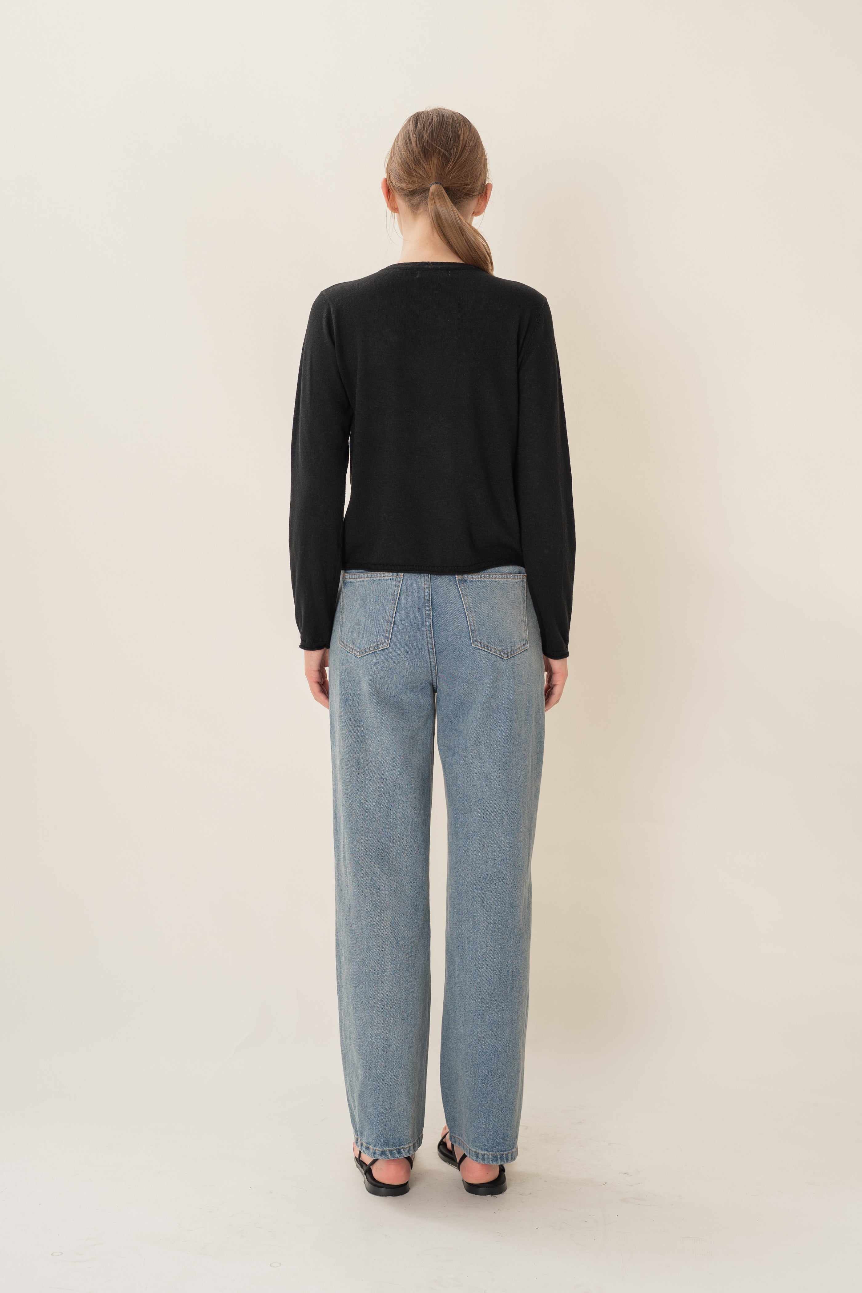 Soft Fold Fine Knit Cardigan in Black