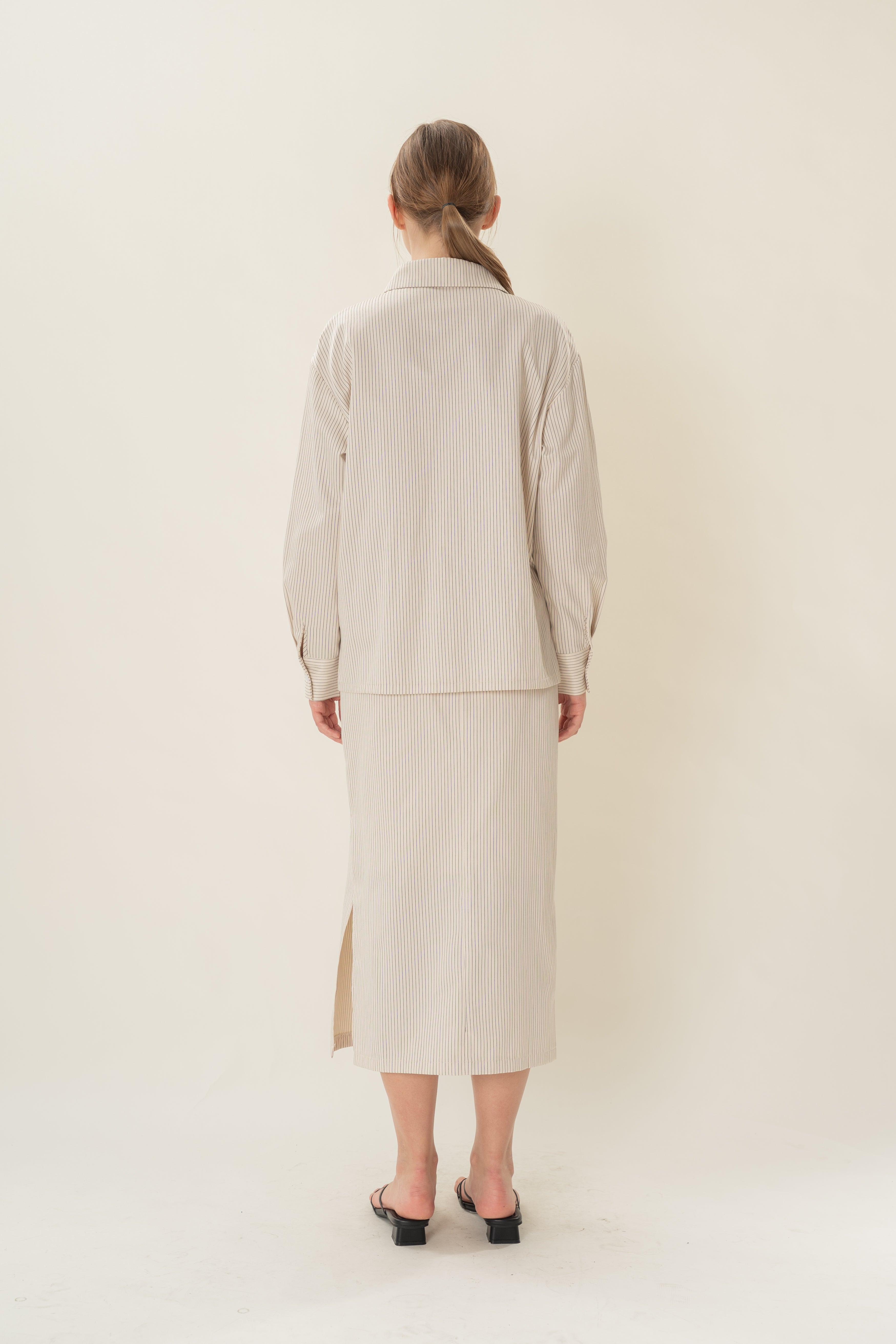 Long-Sleeved Shirt in Natural Stripes