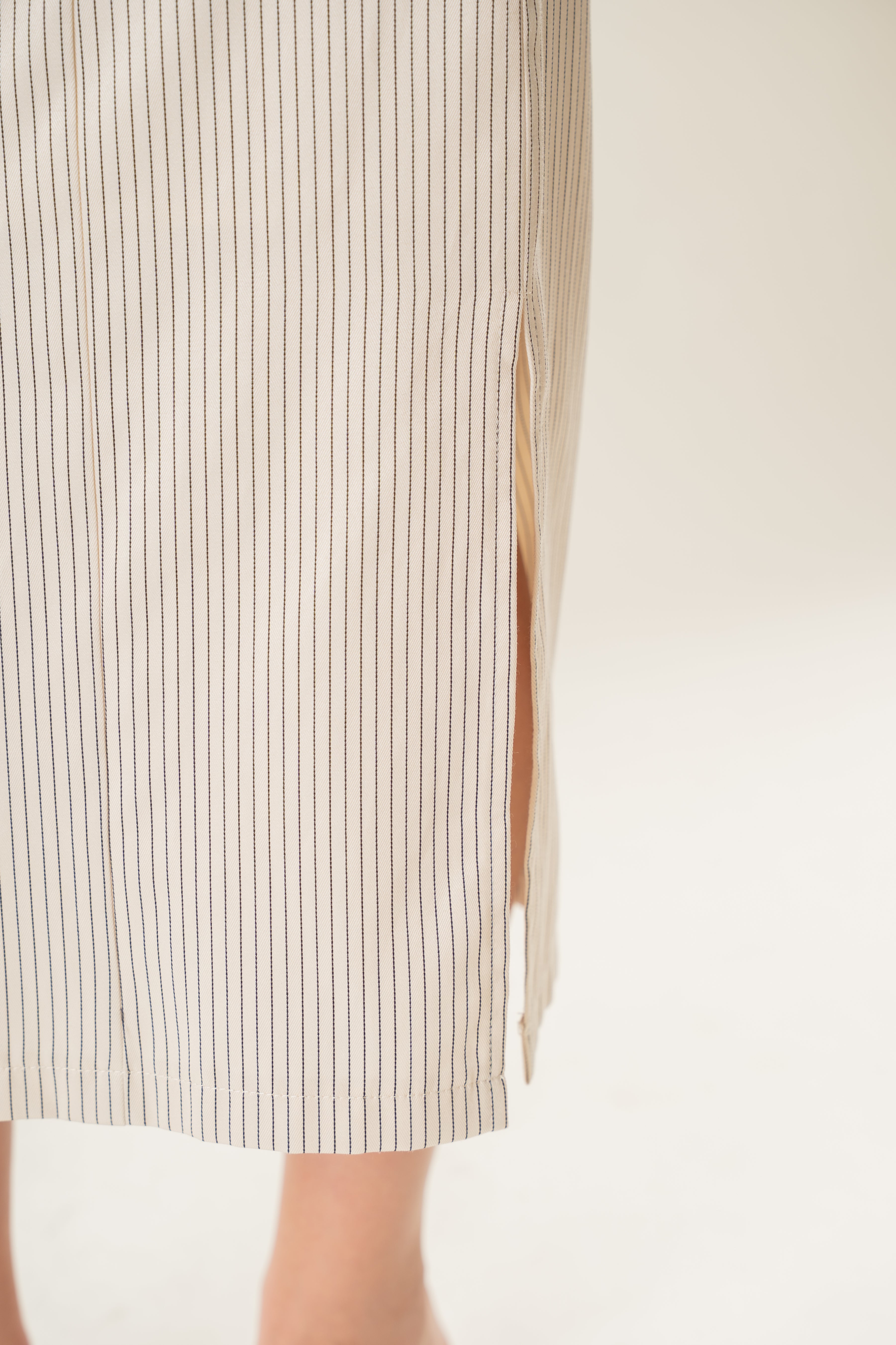 Straight Midi Skirt in Natural Stripes