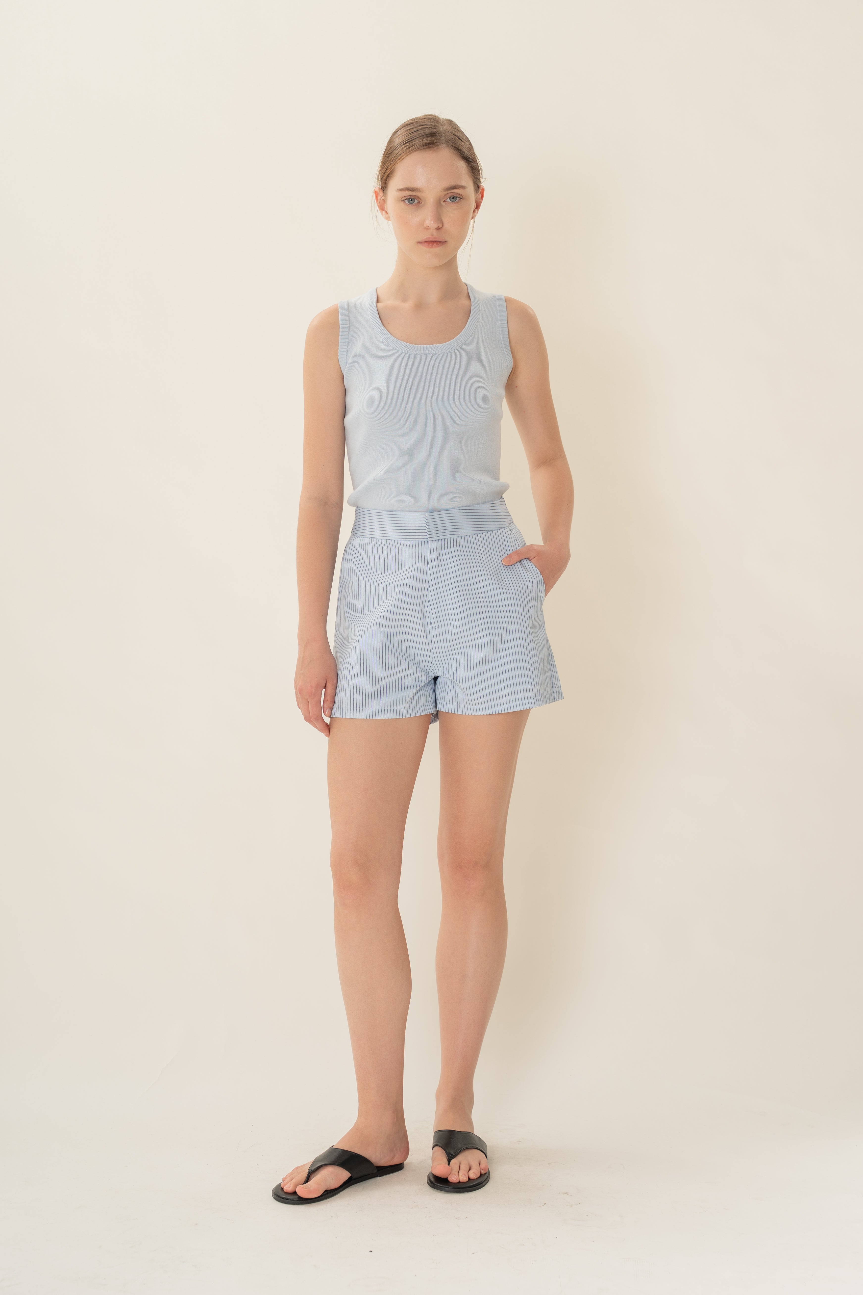 Classic Box Shorts in Light Blue Stripes