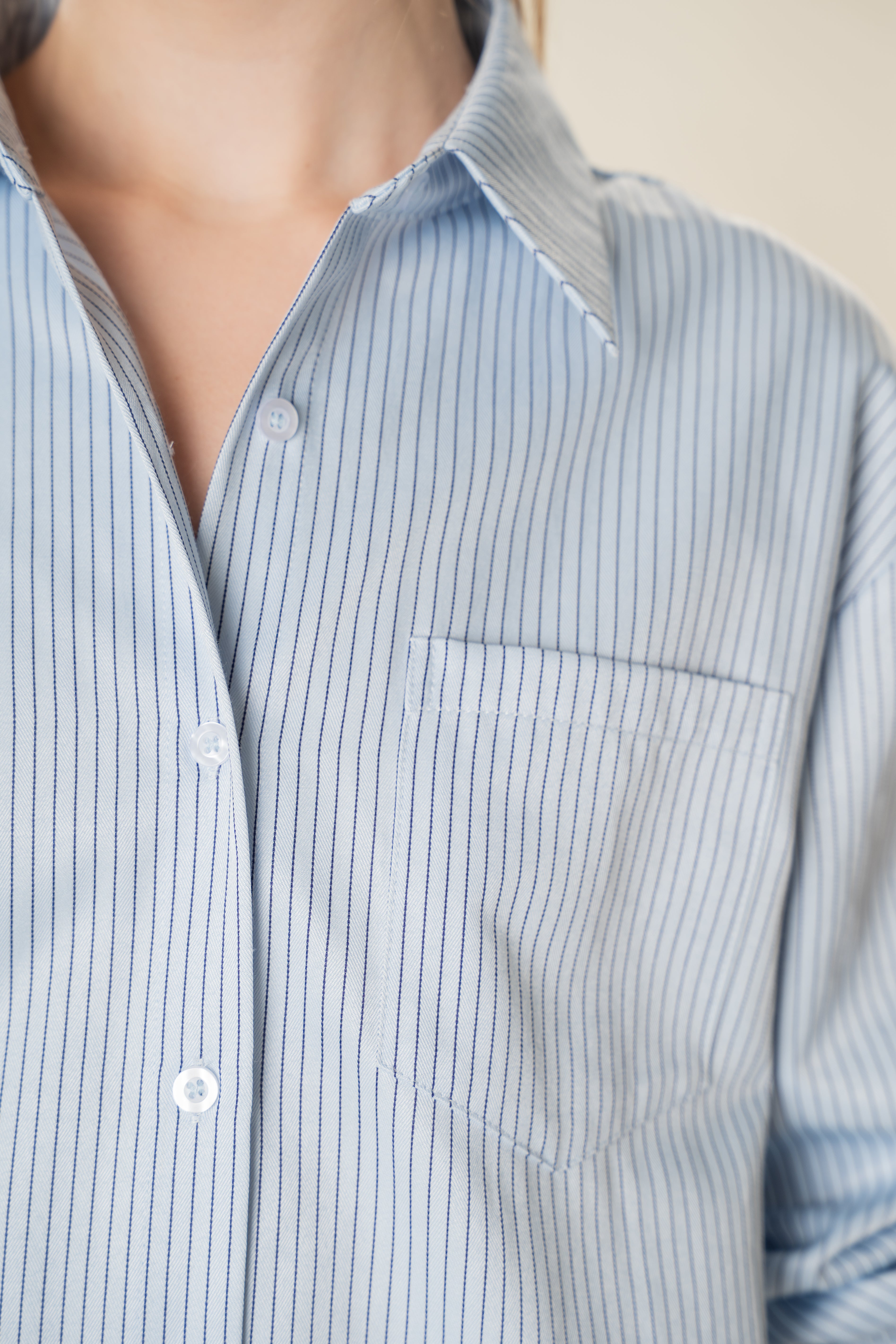 Long-Sleeved Shirt in Light Blue Stripes