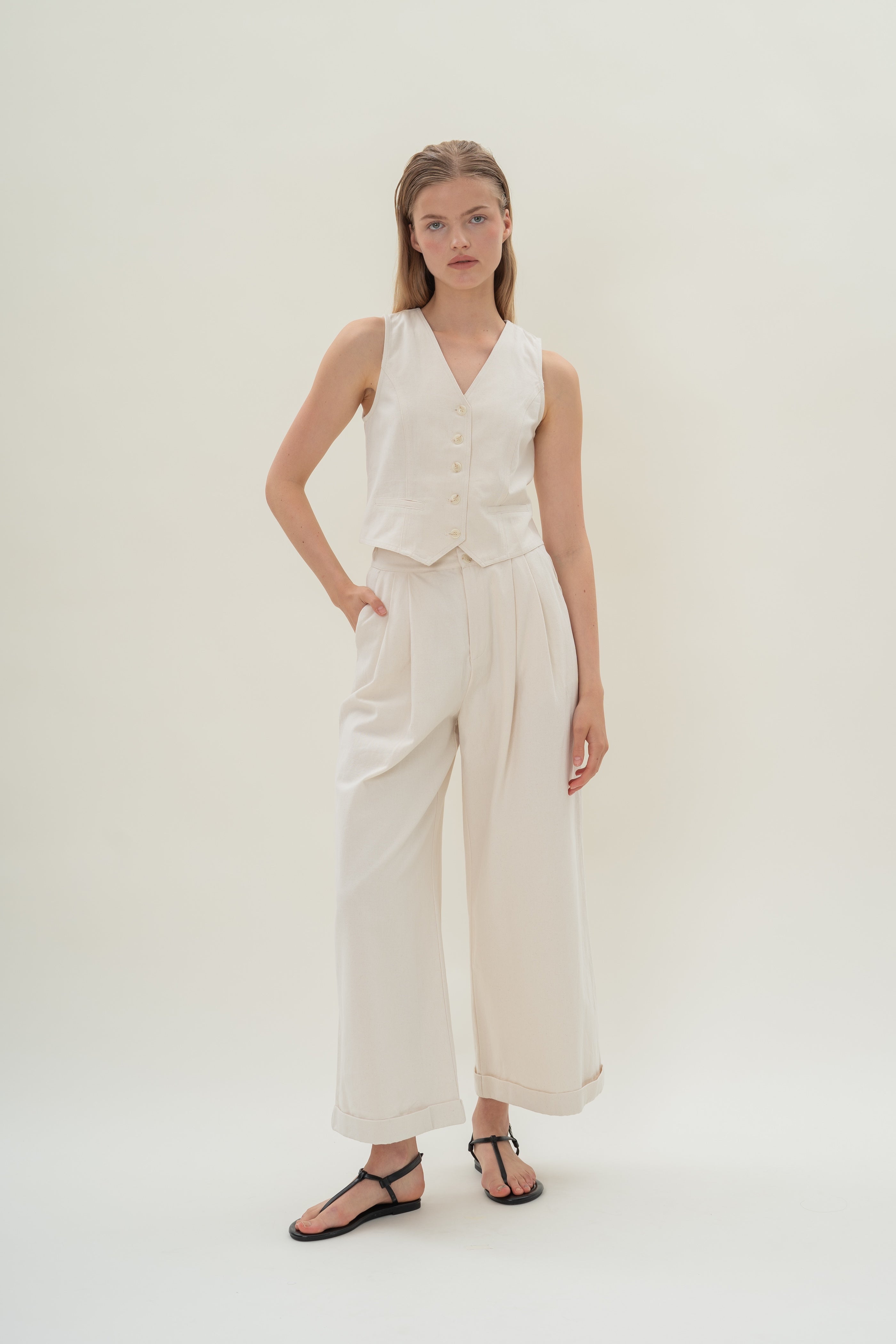 Denim Waistcoat in Natural