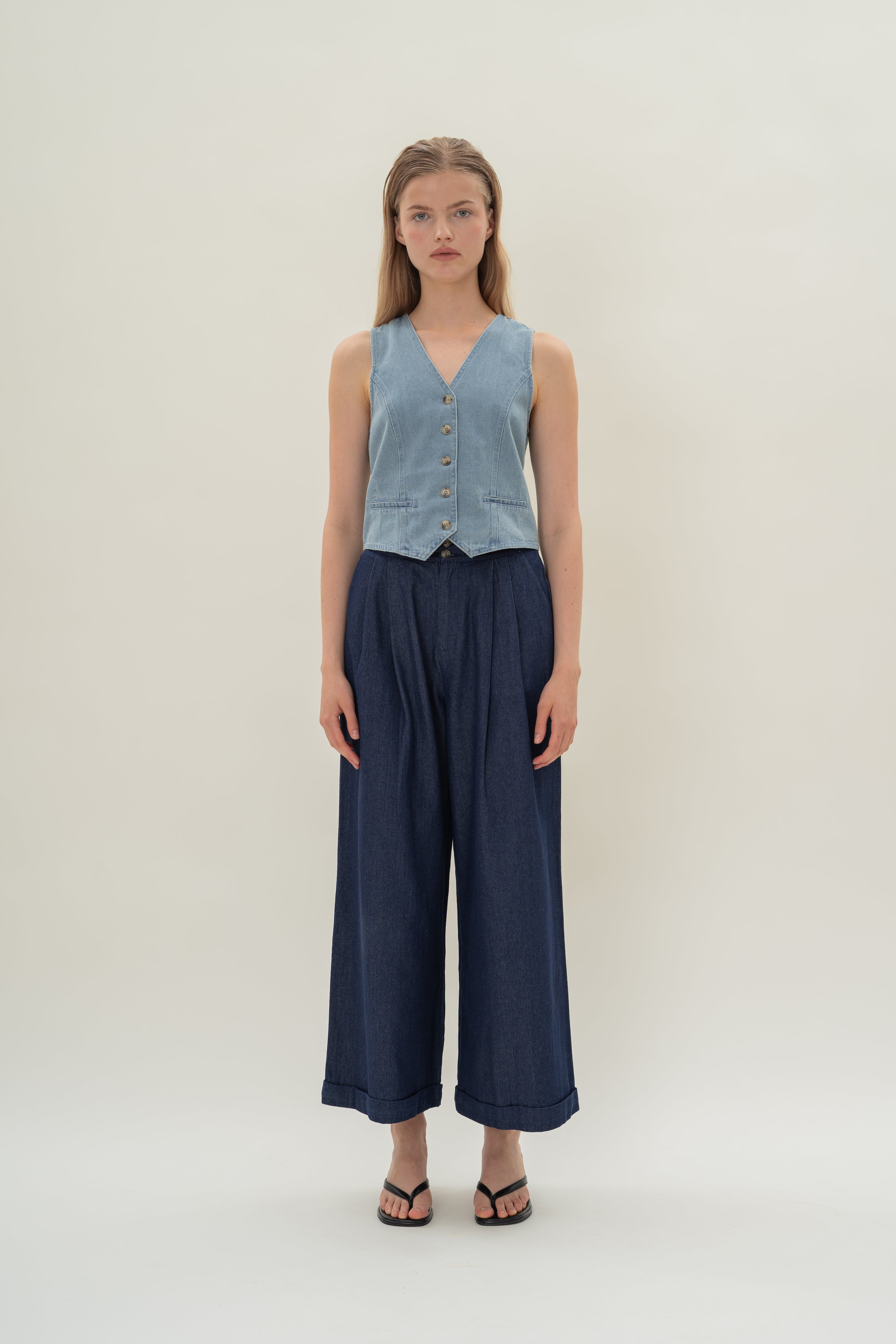 Denim Waistcoat in Light Wash