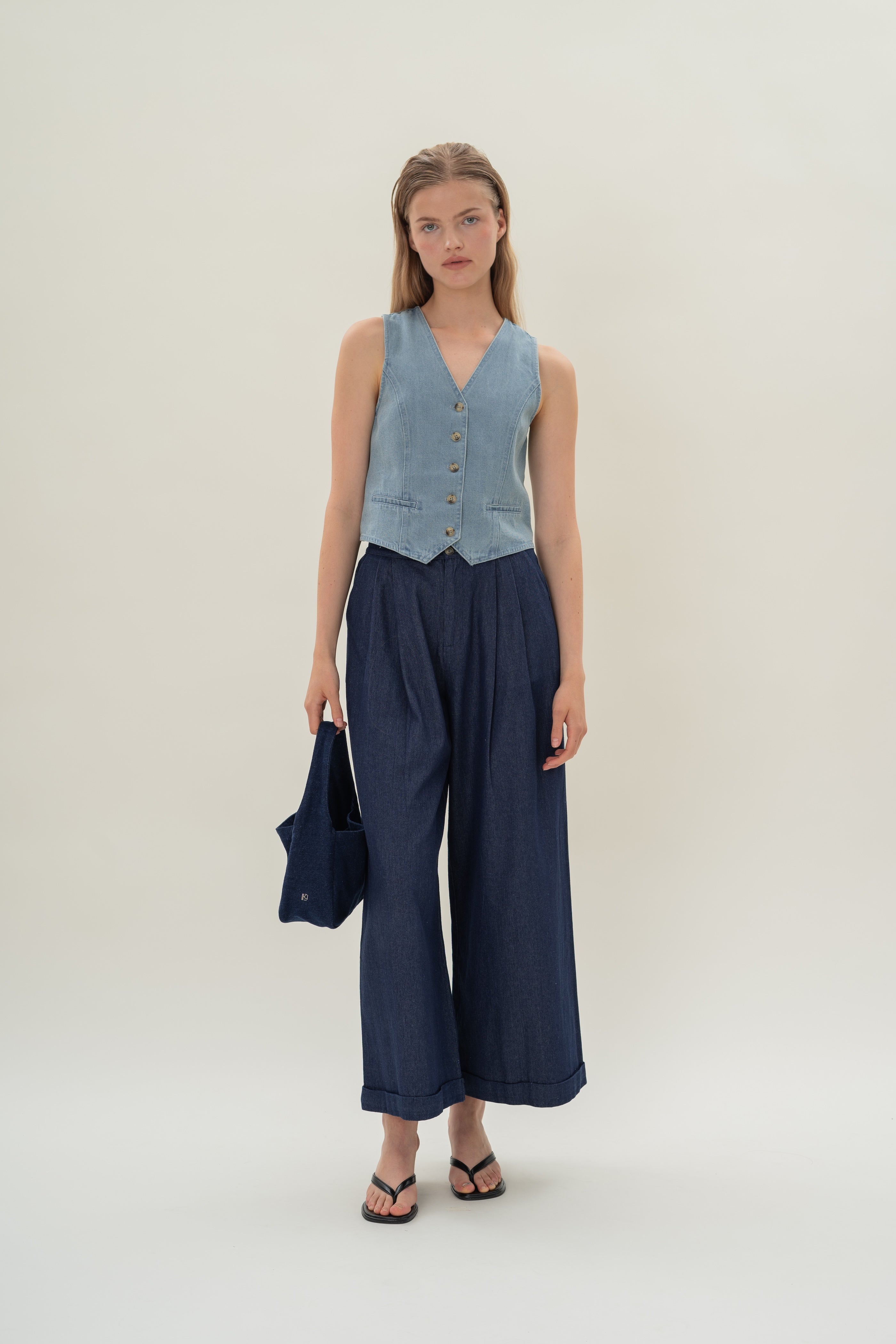 Denim Waistcoat in Light Wash