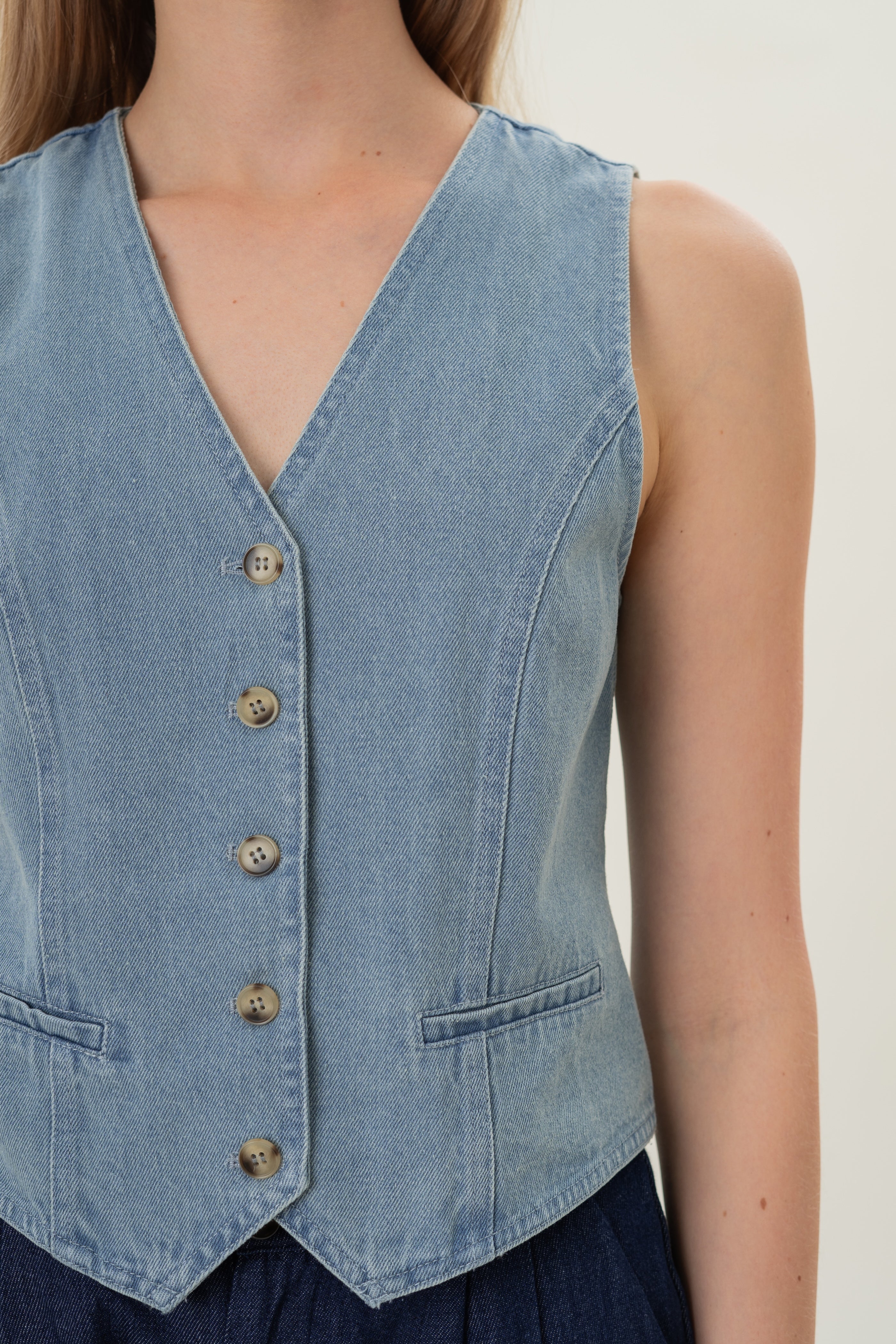 Denim Waistcoat in Light Wash