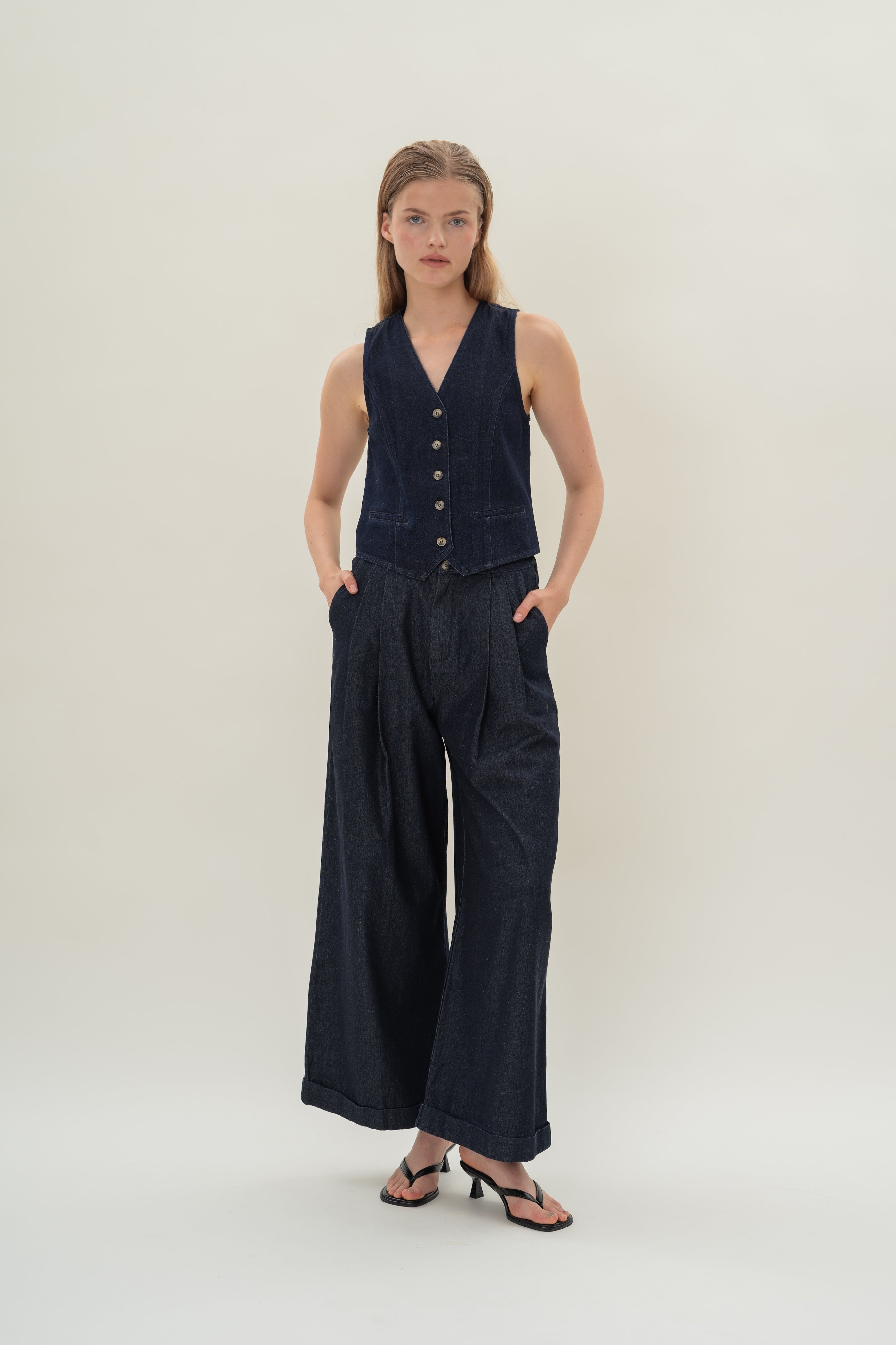 Denim Waistcoat in Dark Wash