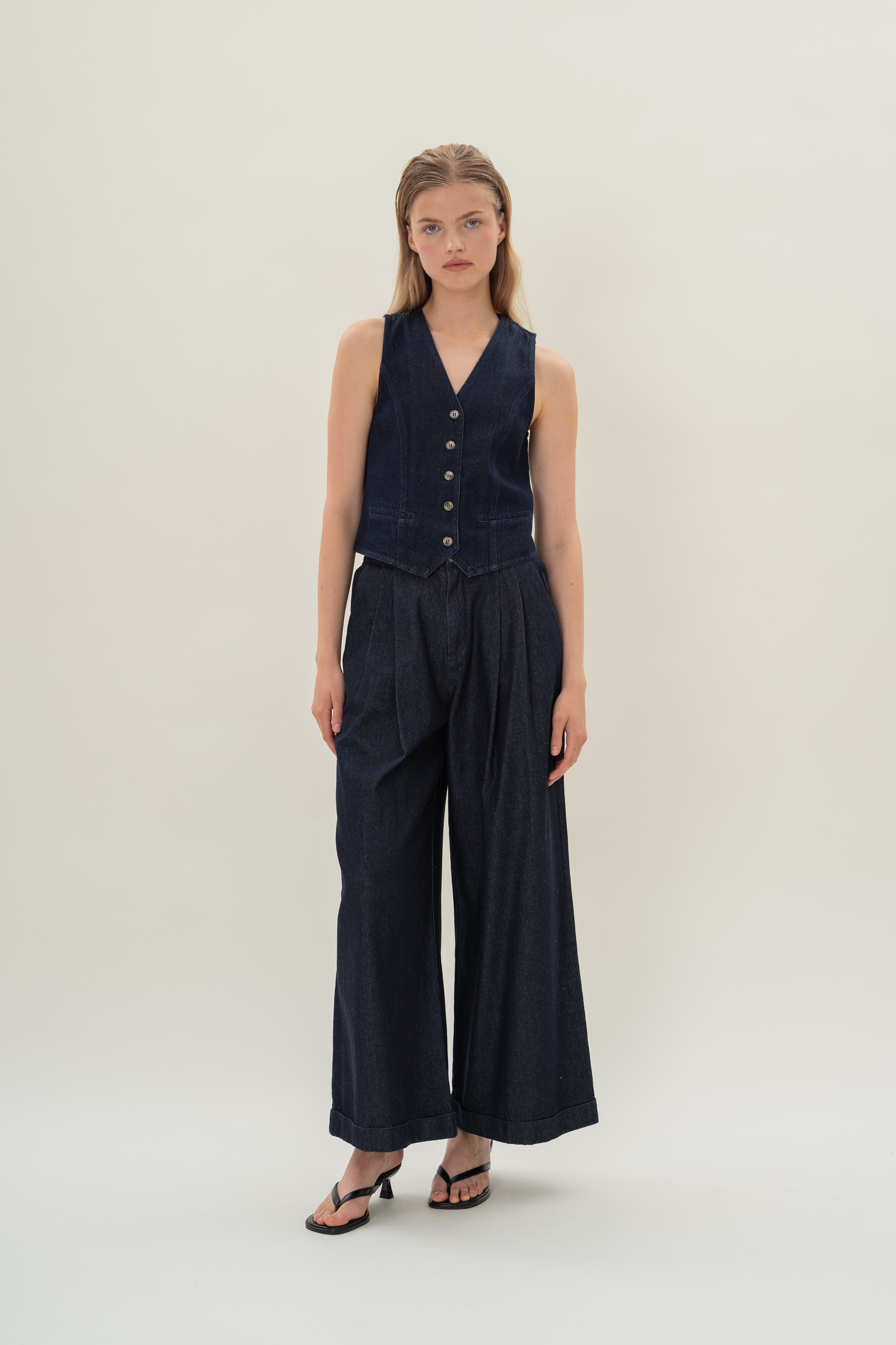 Denim Waistcoat in Dark Wash
