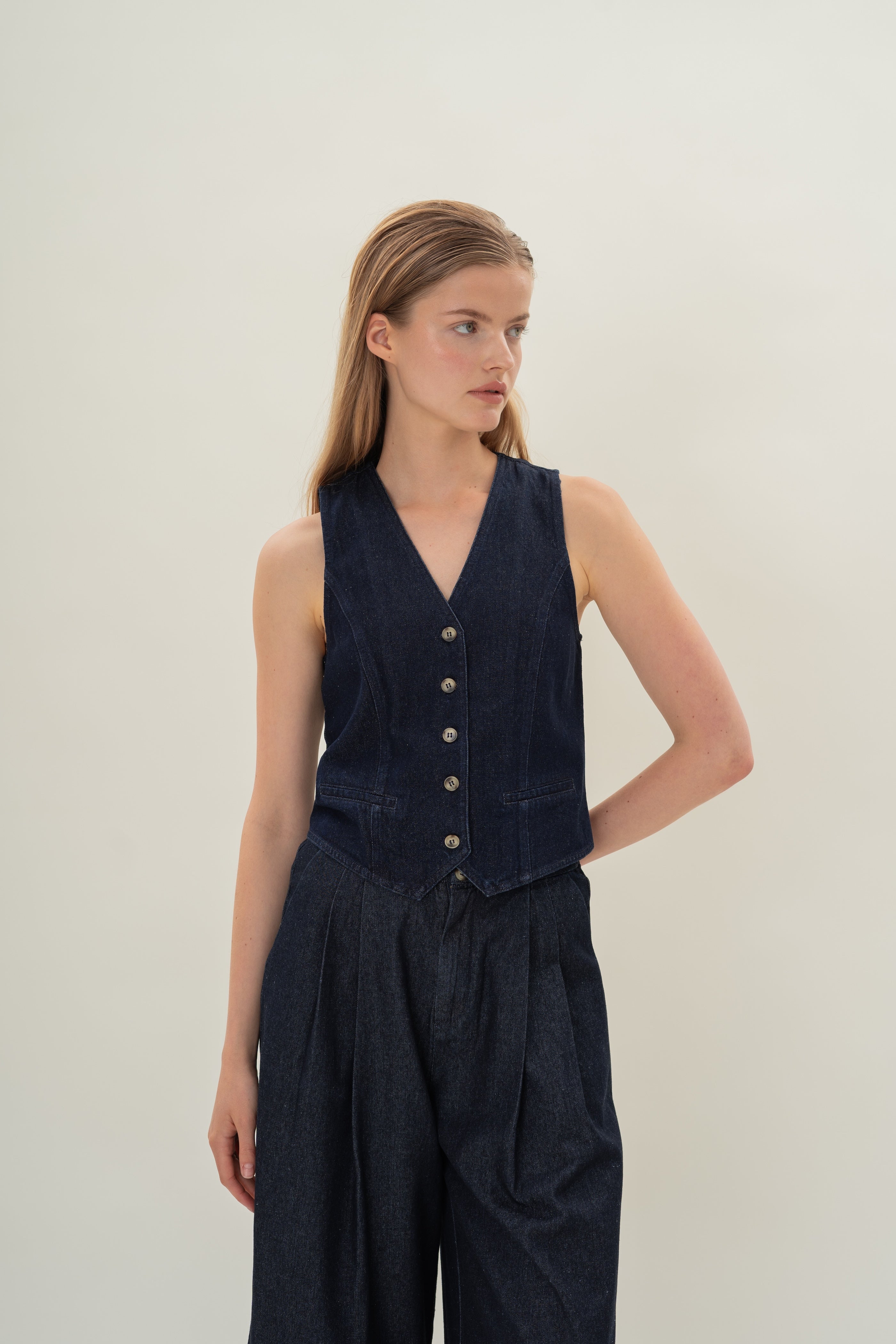 Denim Waistcoat in Dark Wash