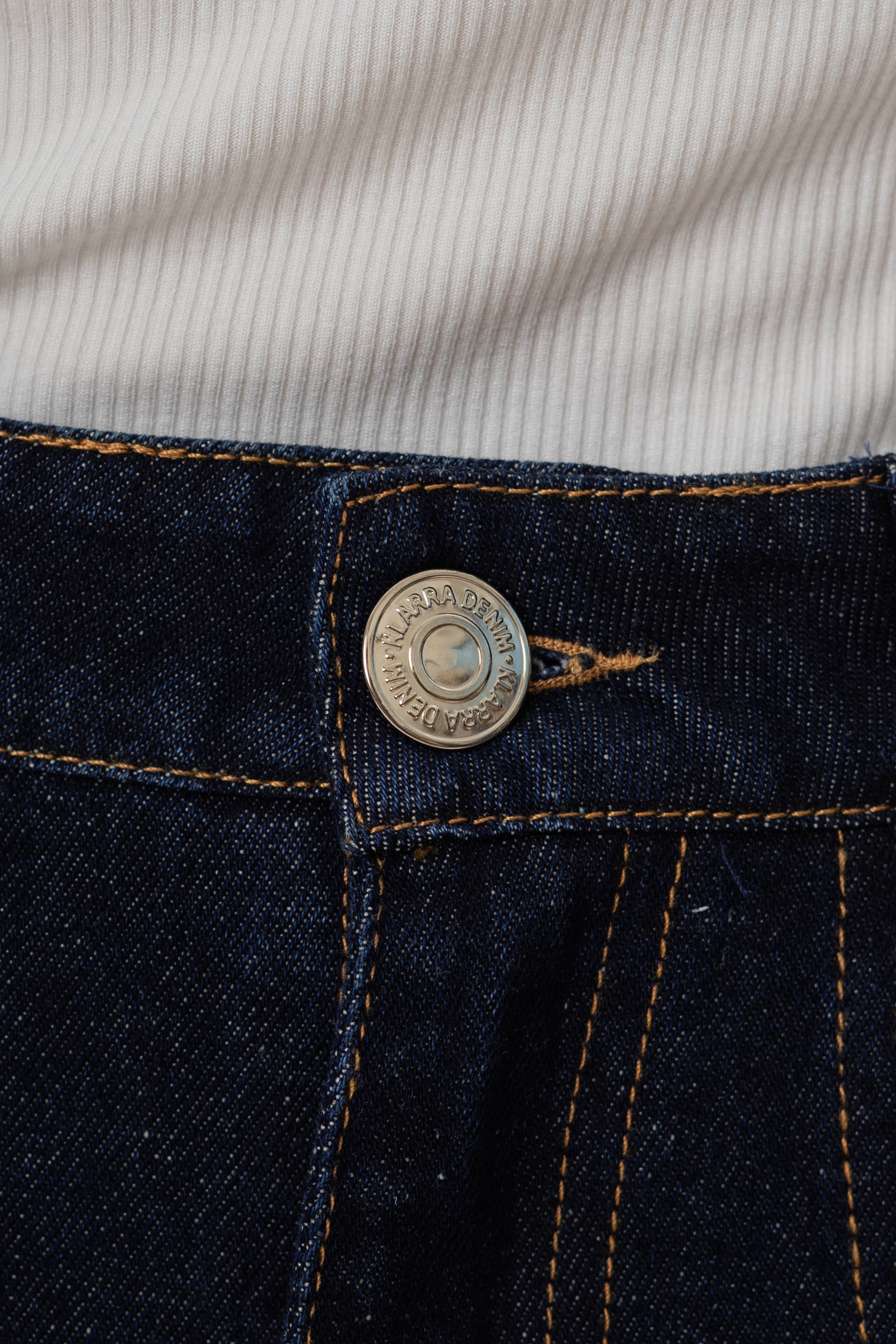 Denim Skirt with Front Slit in Dark Wash