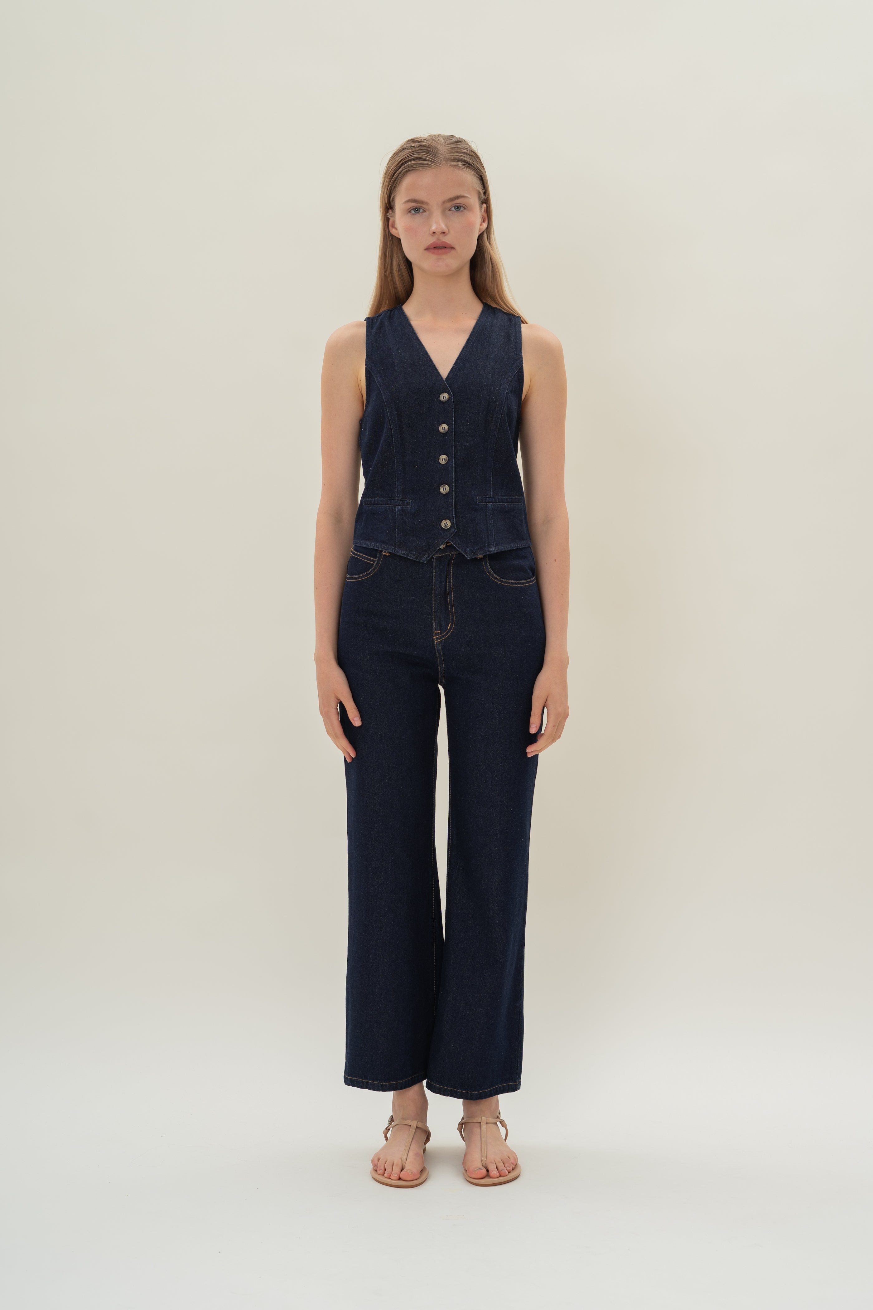 Denim Waistcoat in Dark Wash