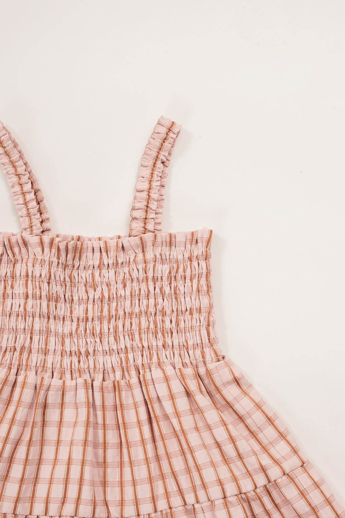 Mini Tiered Smocked Dress in Rosewood Gingham
